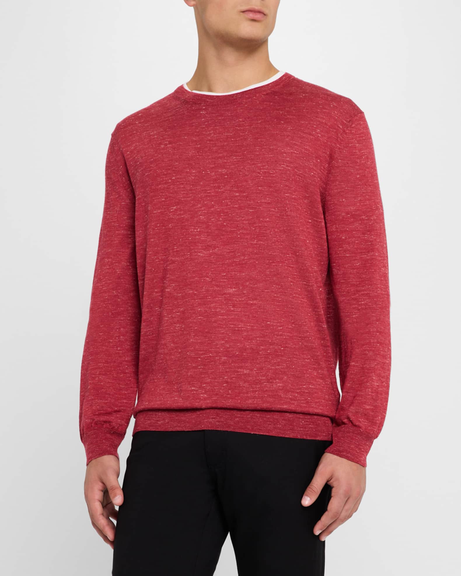 ZEGNA Men's Azeala Cashmere, Silk and Linen Crewneck Sweater