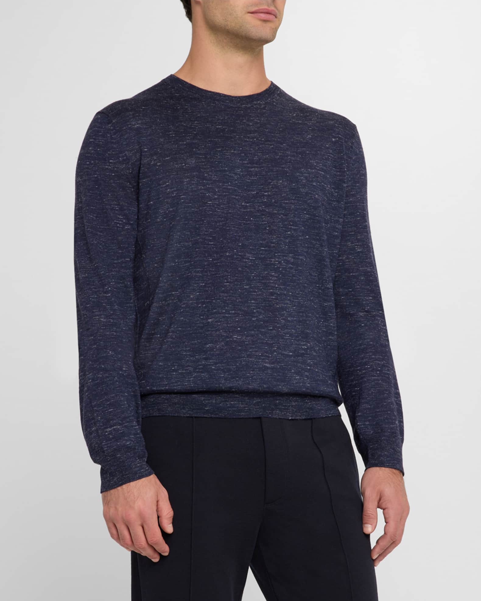 ZEGNA Men's Cashmere, Silk and Linen Crewneck Sweater