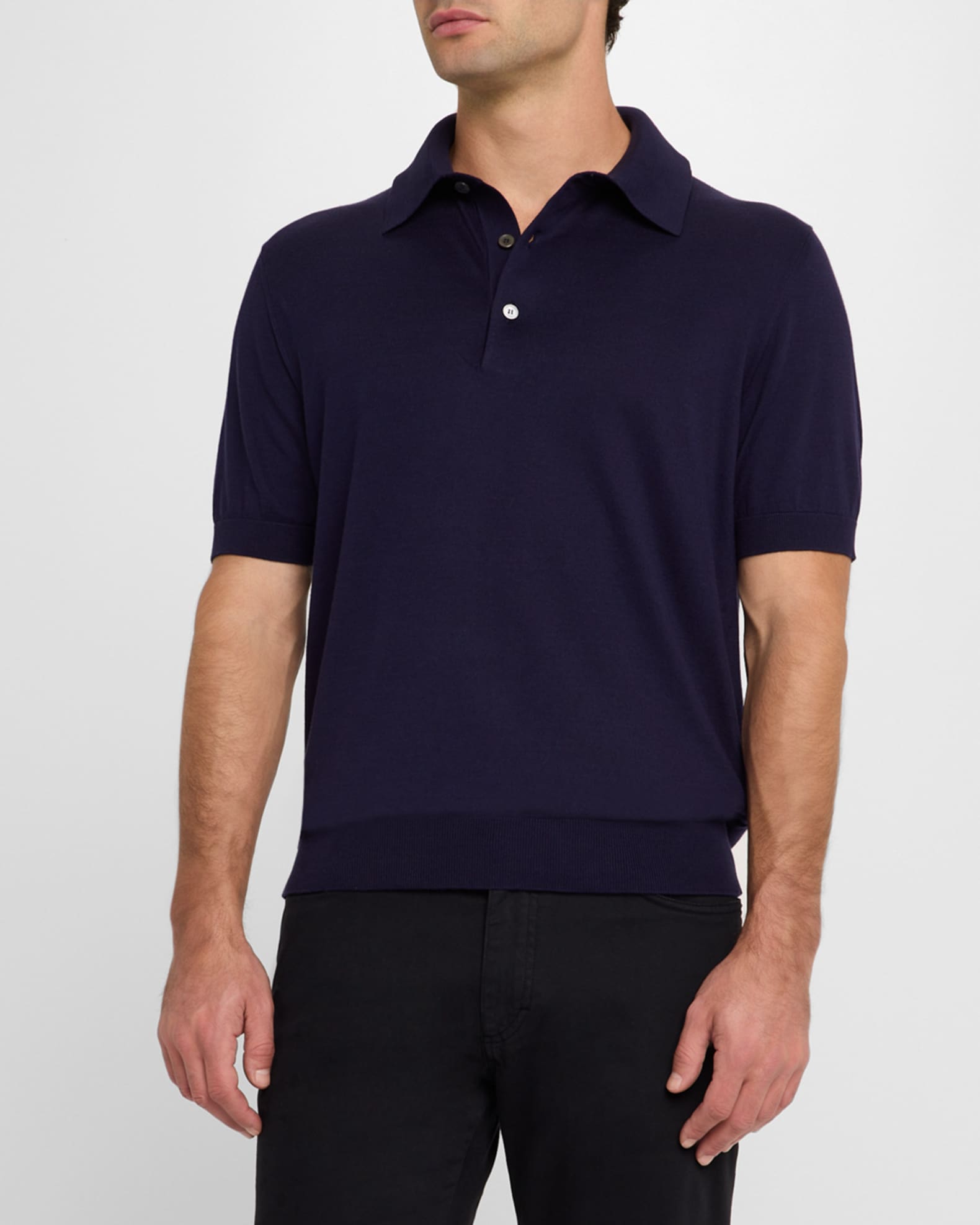 2025公式店舗 ZEGNA Neiman | Polo Knit Short-Sleeve Cotton Premium Men's トップス