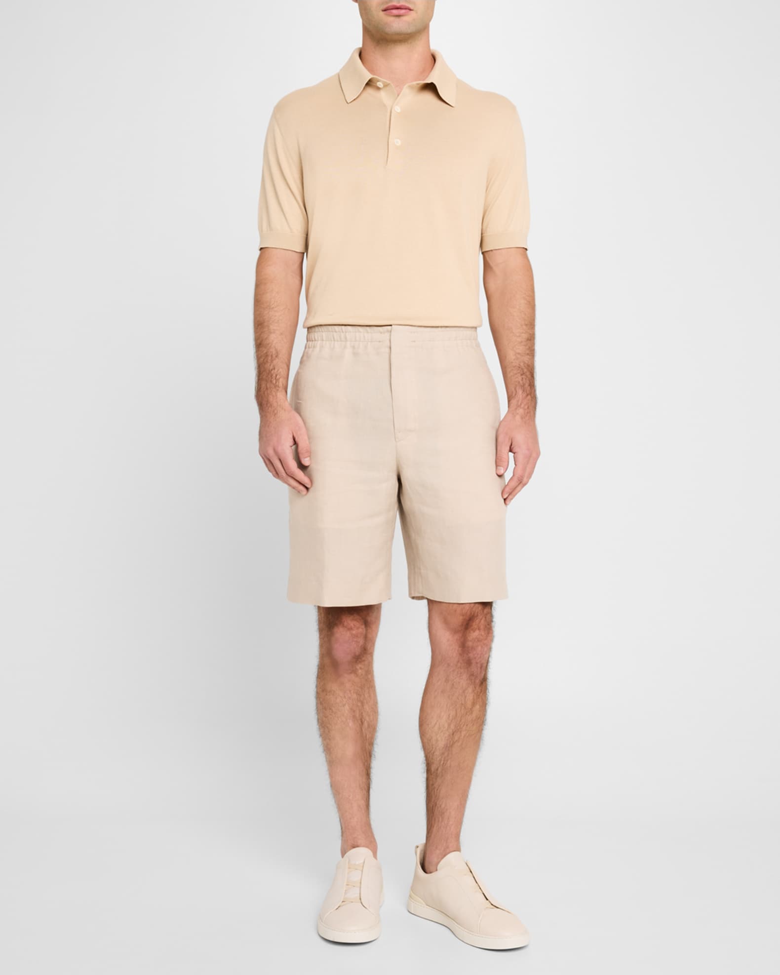 Men's Oasi Lino Stretch Flat-Front Shorts 1