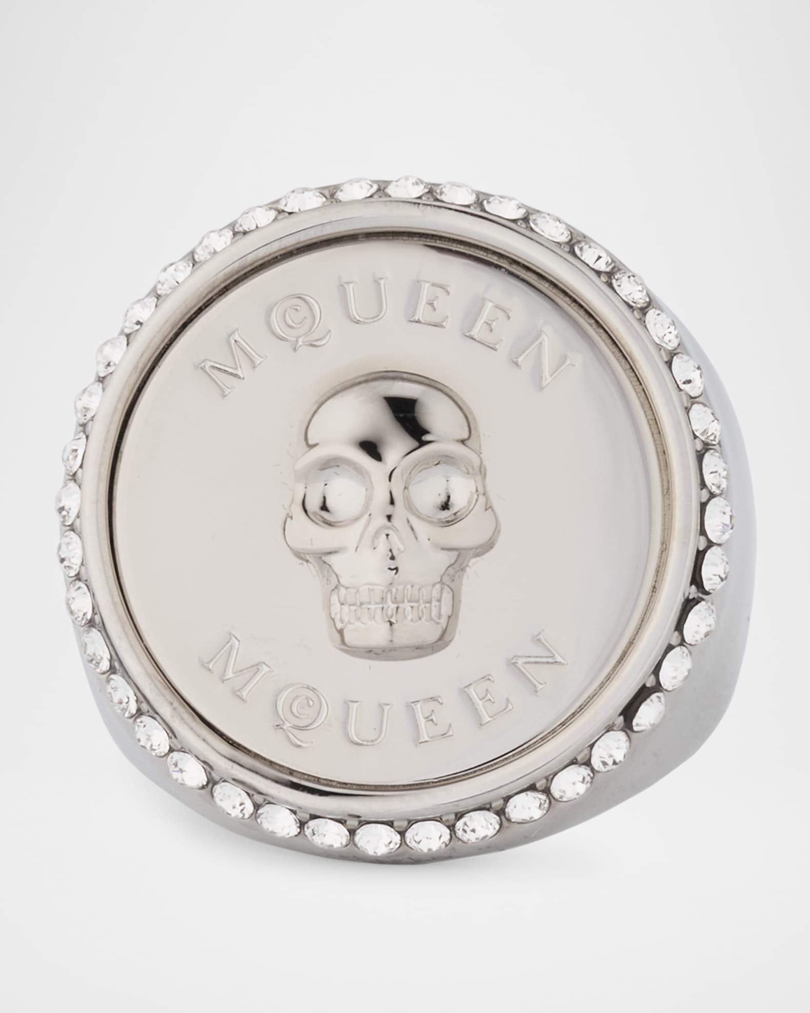 McQueen Men's Sovereign Skull Ring in Palladium | Neiman Marcus