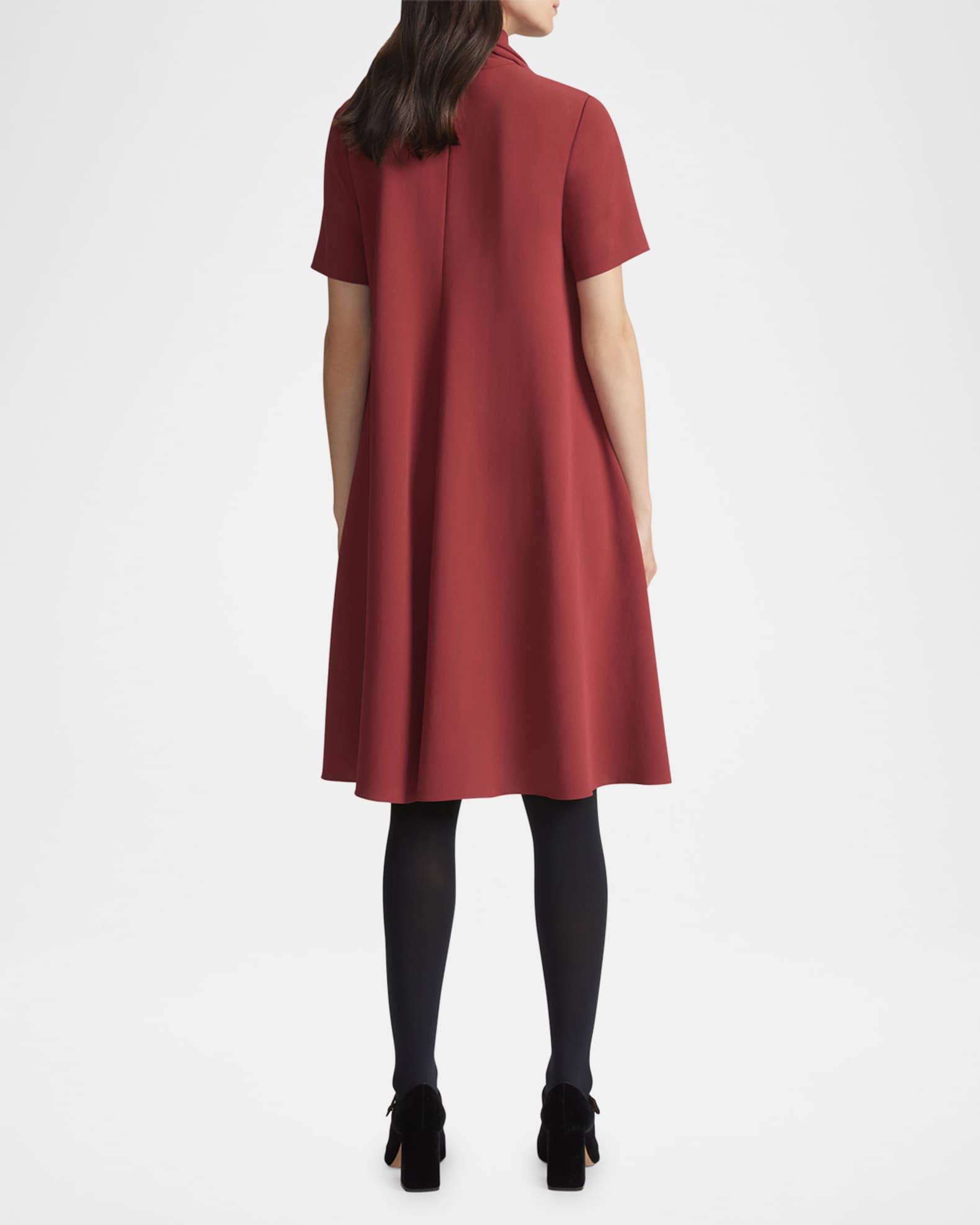 Tie Neck Cutout Crepe Midi Dress