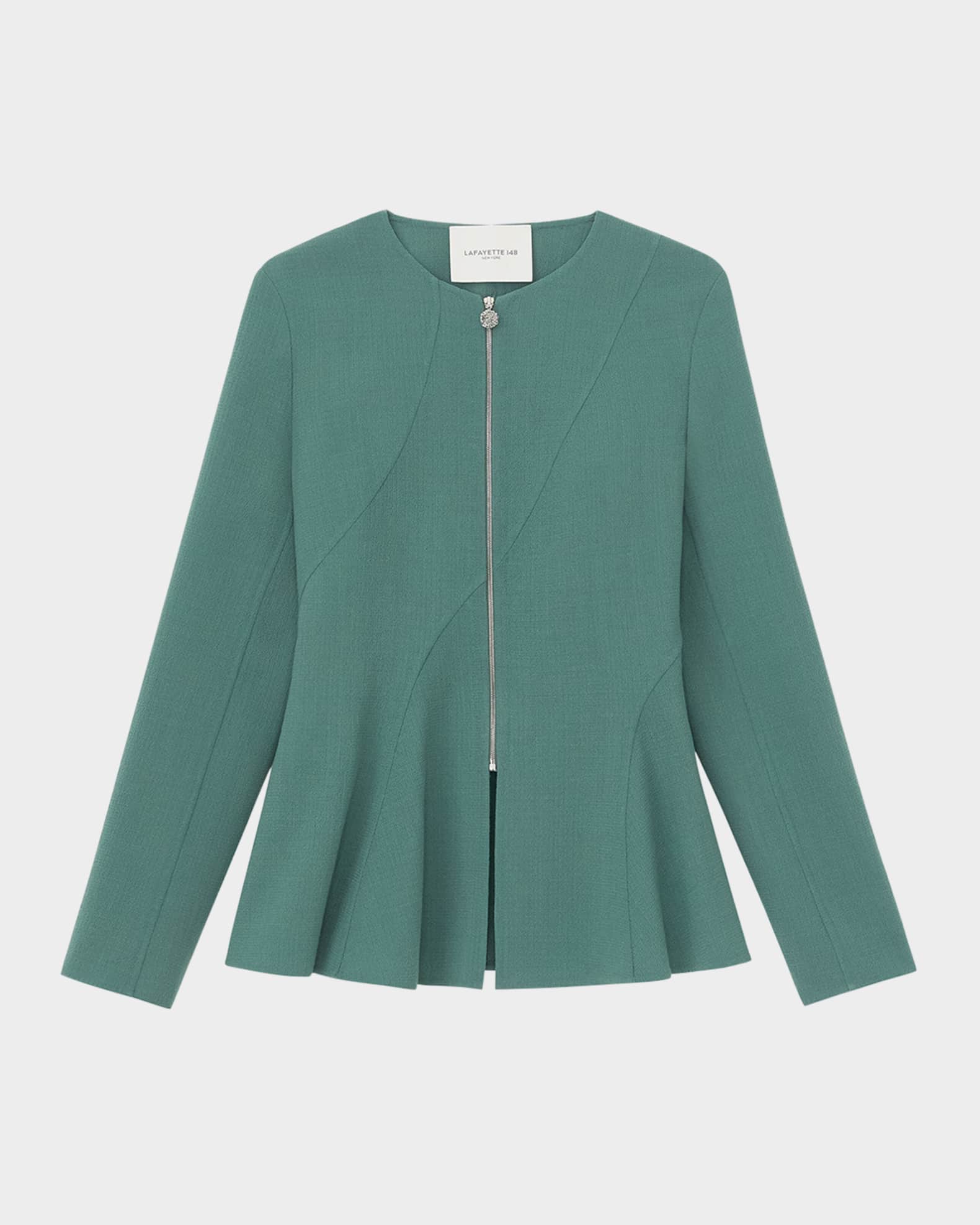 Seamed Flounce Hem Wool Jacket