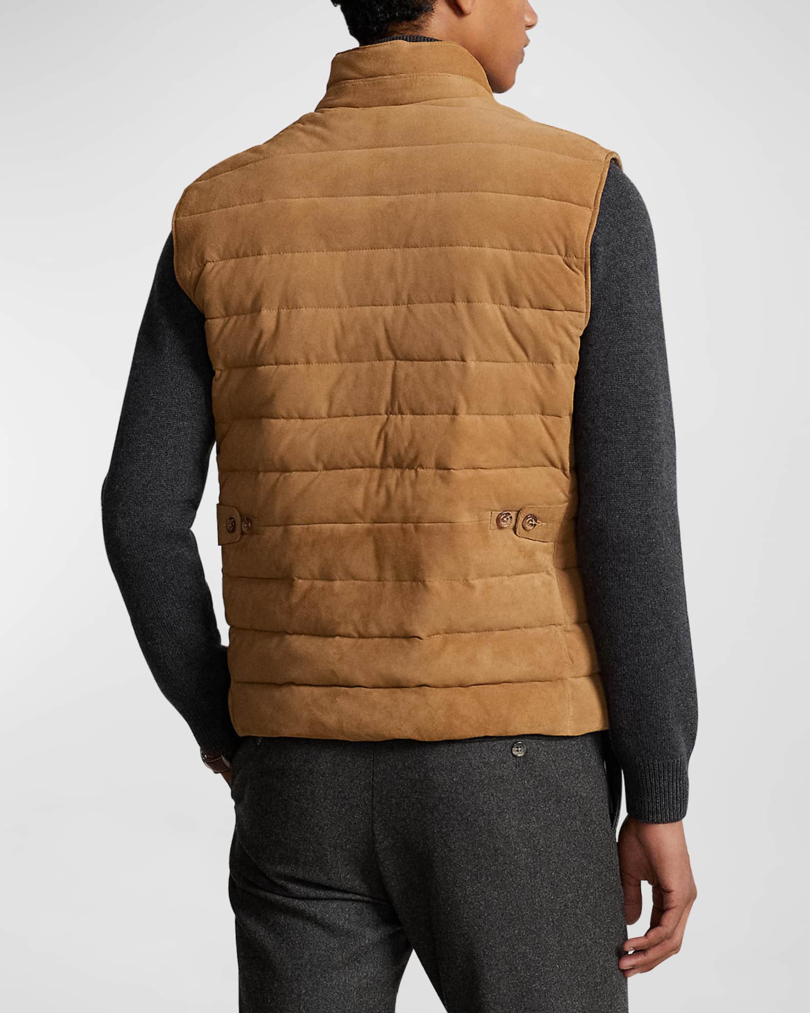 Men s Quilted Suede Full Zip Vest
