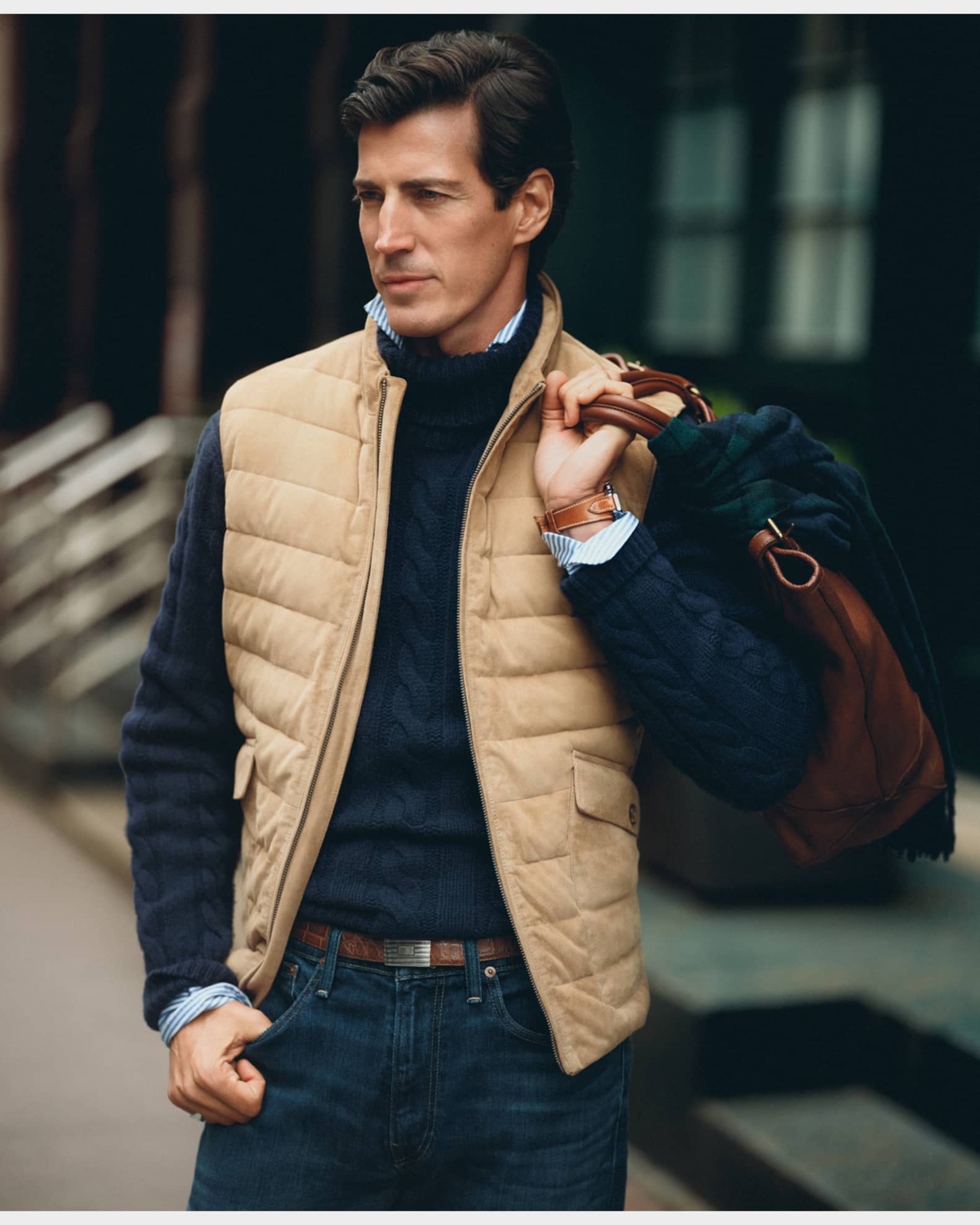 Men s Quilted Suede Full Zip Vest