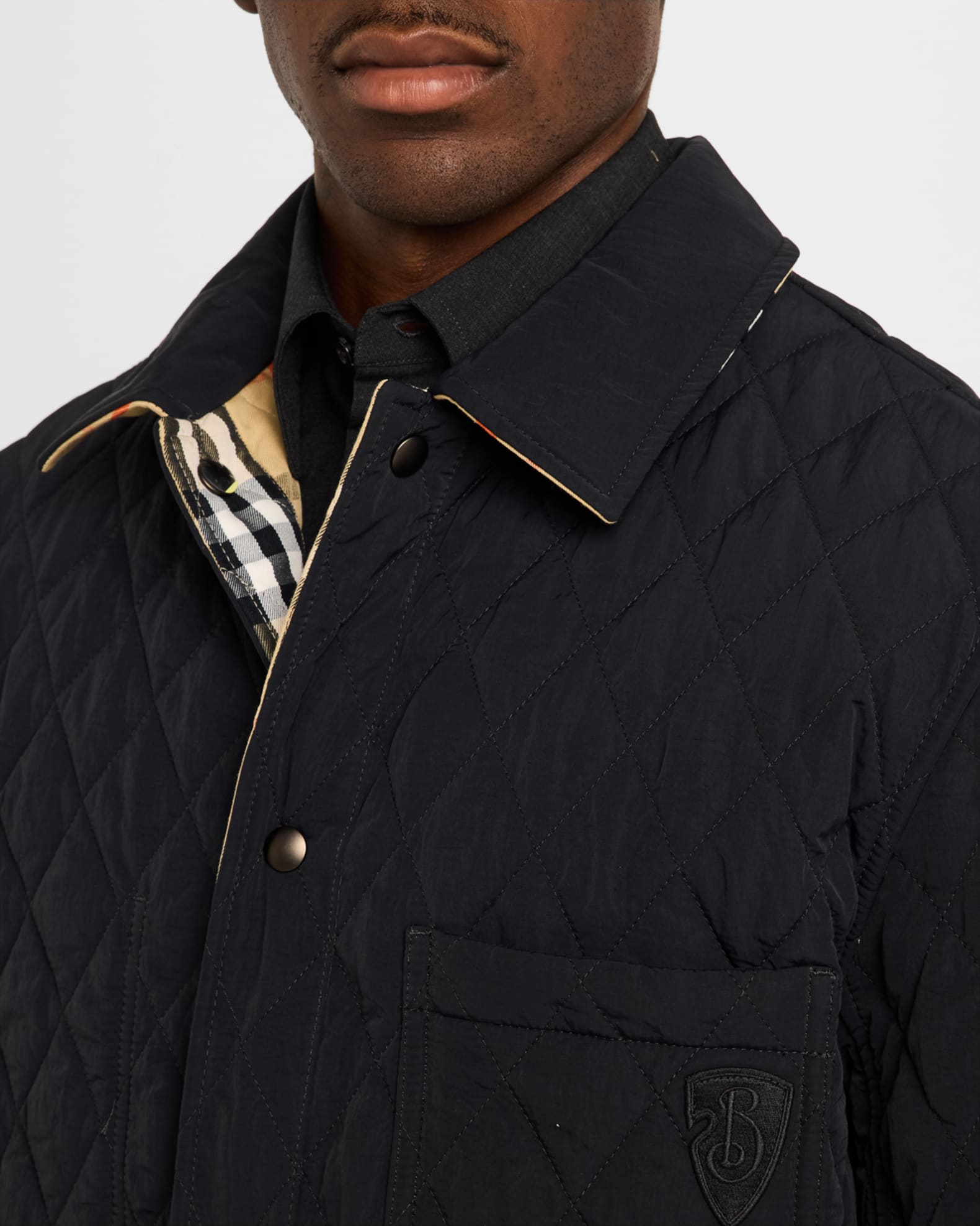 Burberry Men's Reversible Quilted Overshirt | Neiman Marcus