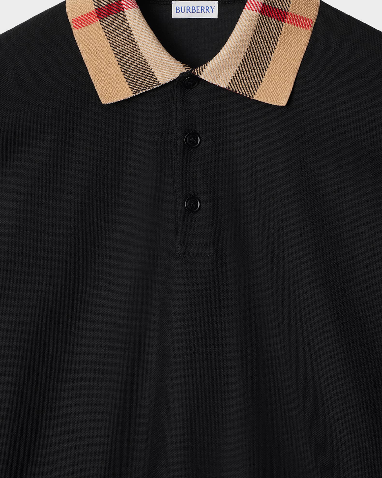 Burberry Men's Cody Cotton Slim Fit Long-Sleeve Check Collar Polo