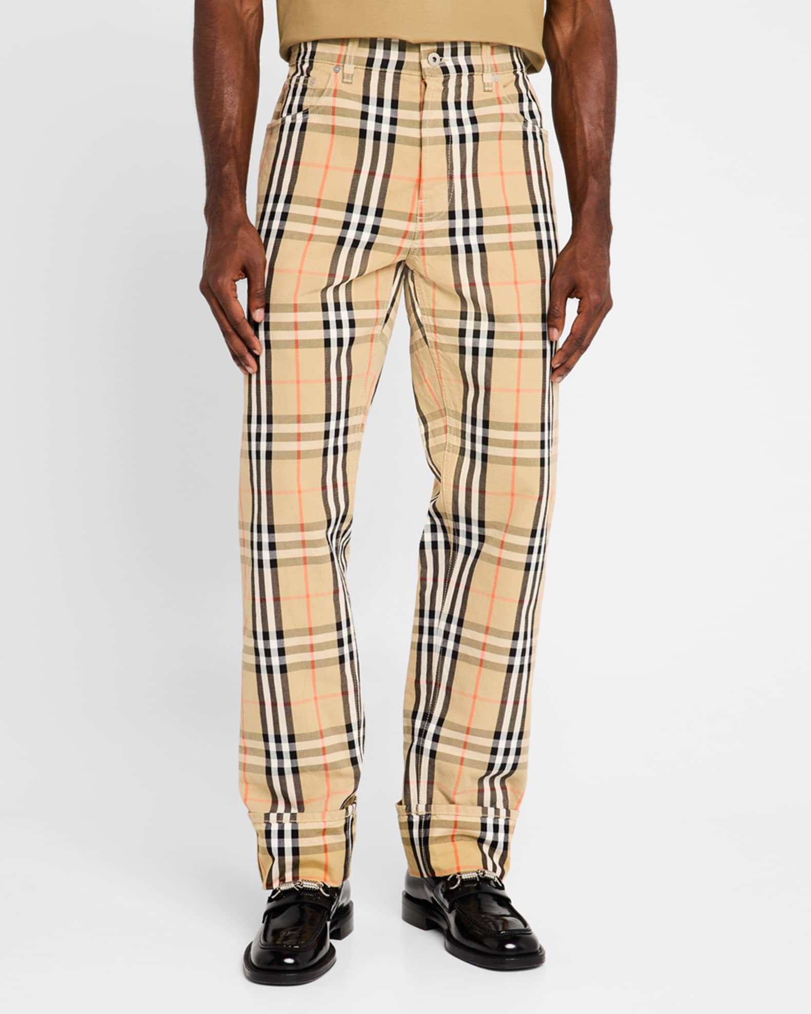 Men s Slim Check Denim Pants