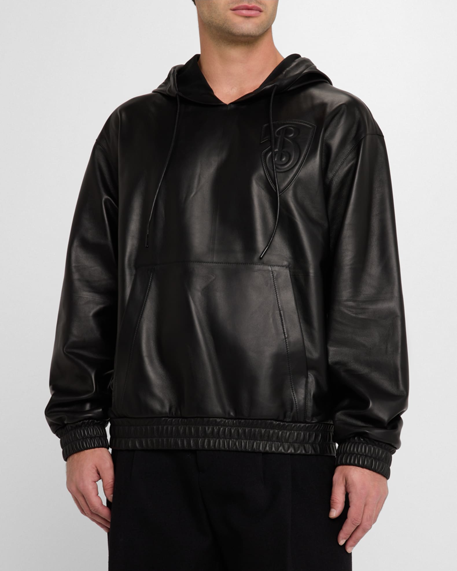 Burberry Men s Napa Leather Hoodie Neiman Marcus
