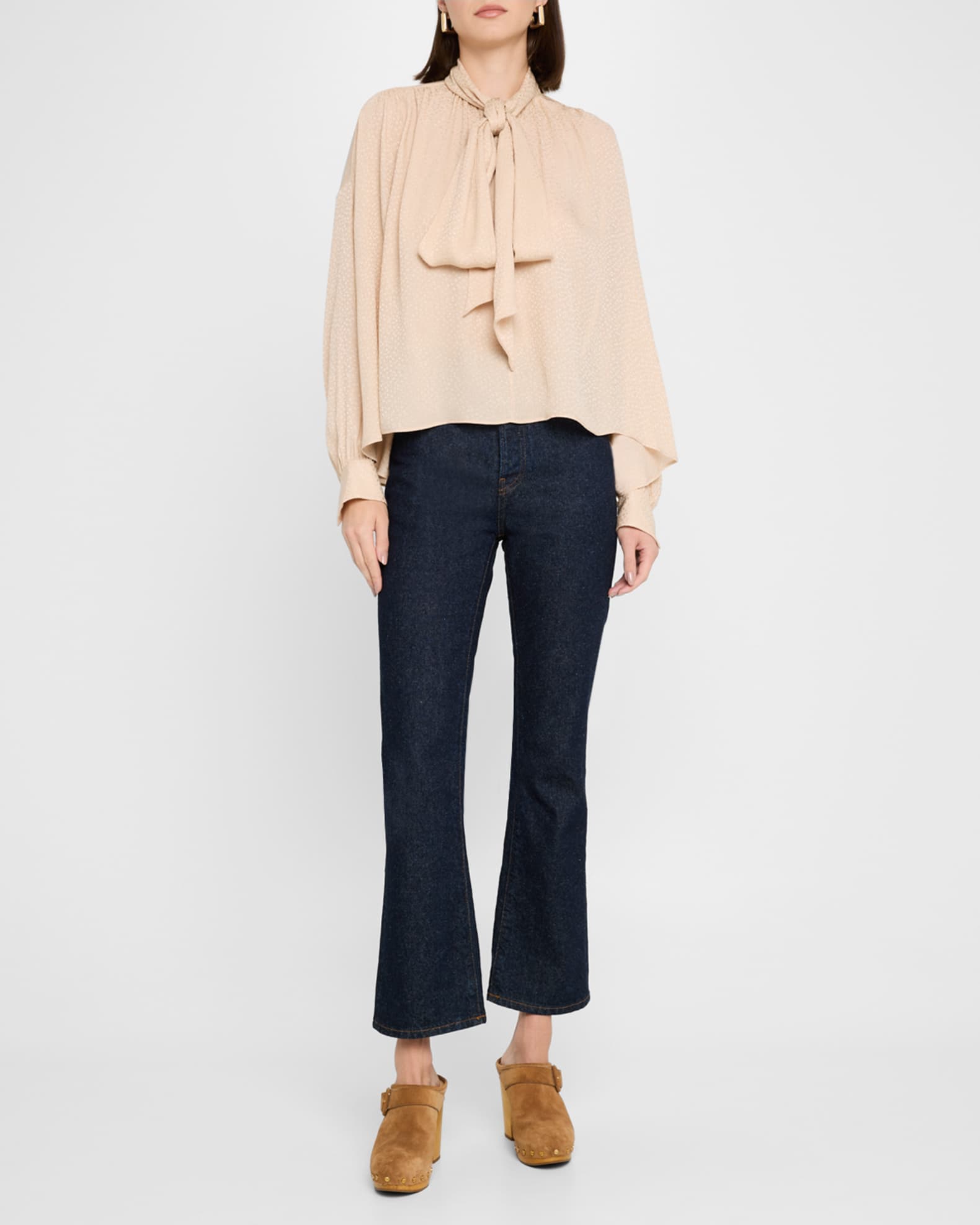 Bow-Neck Batwing-Sleeve Top 1