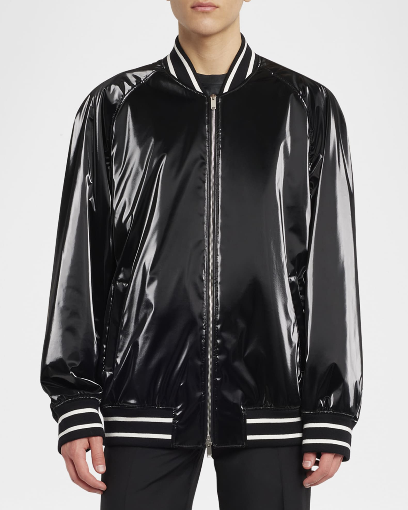 Black shiny bomber jacket 2025