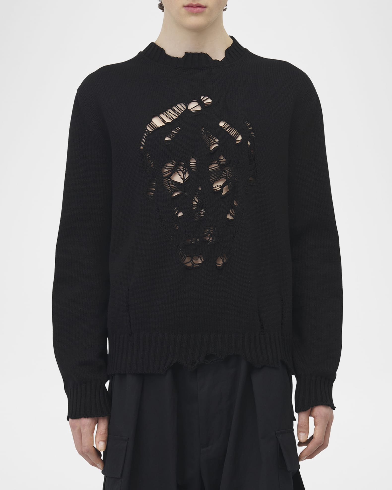 Men s Distressed Skull Sweater