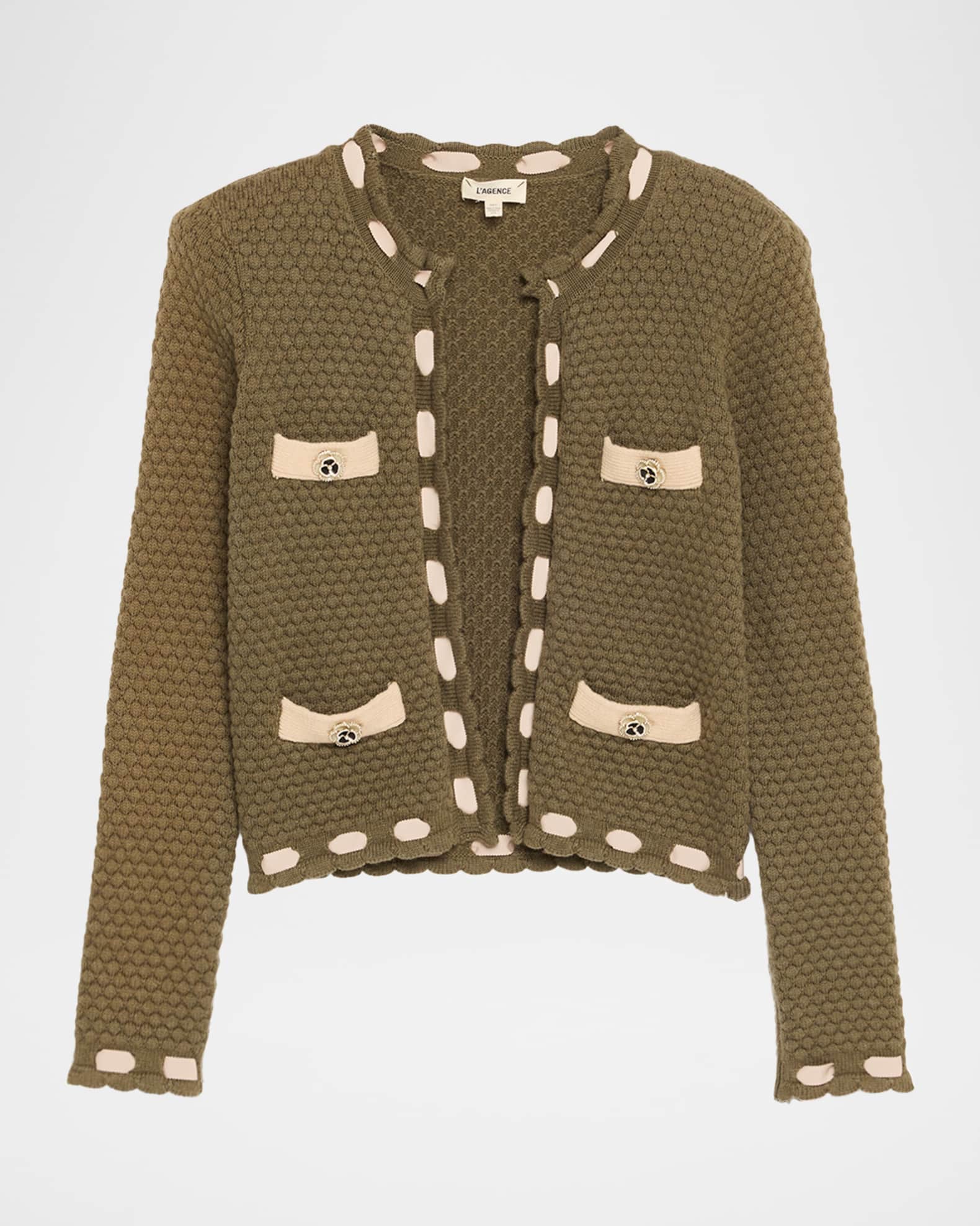 L'Agence Astor Contrast Trim Cardigan | Neiman Marcus