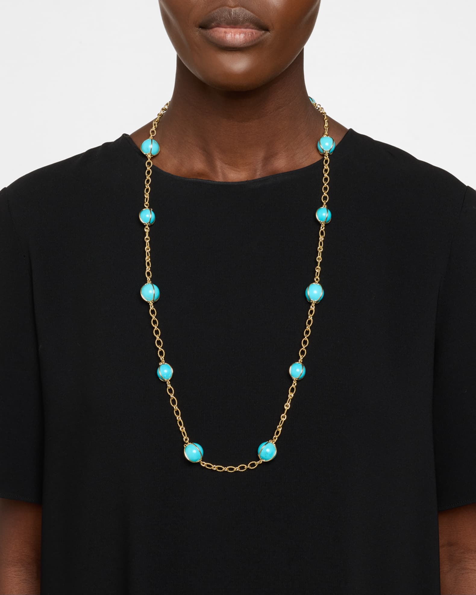 18K Yellow Gold Turquoise Bubble Necklace 1