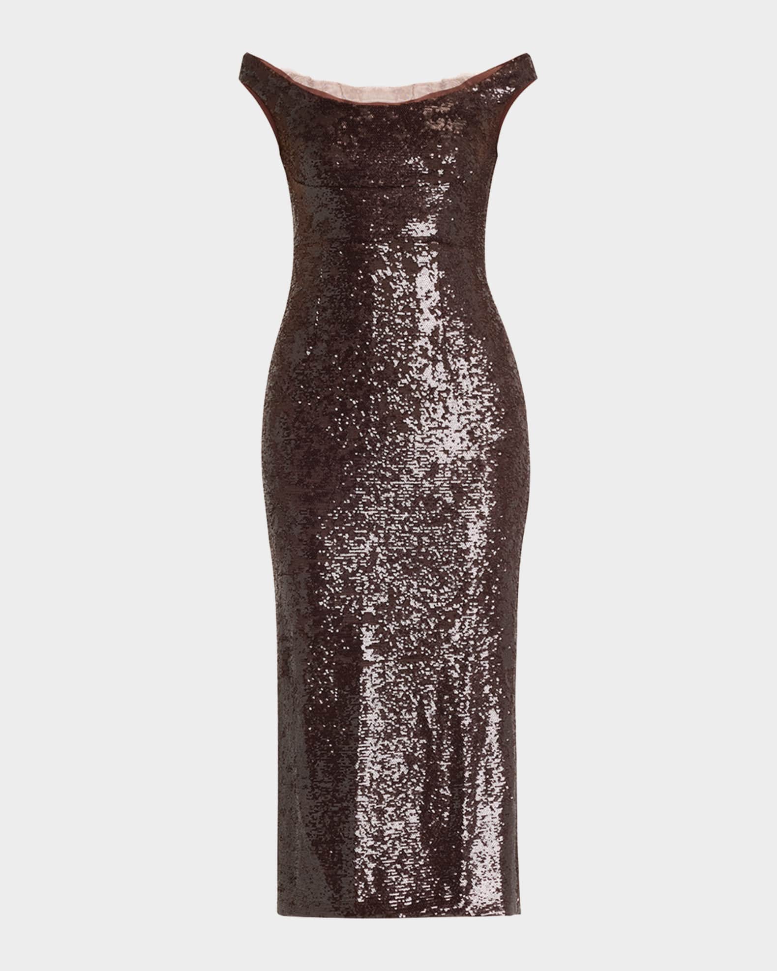 Wine red off the shoulder sequin embellished sheath dress 2025