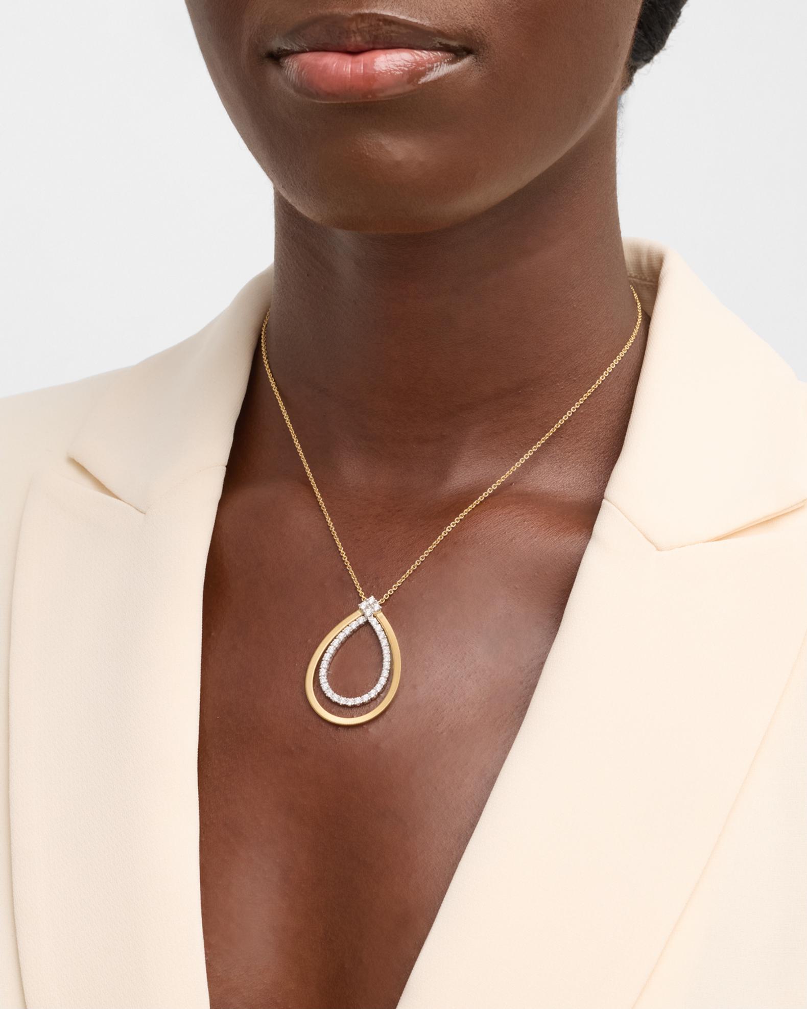 Marco Bicego 18K Yellow Gold Coil Drop Pendant Necklace with Diamonds ...