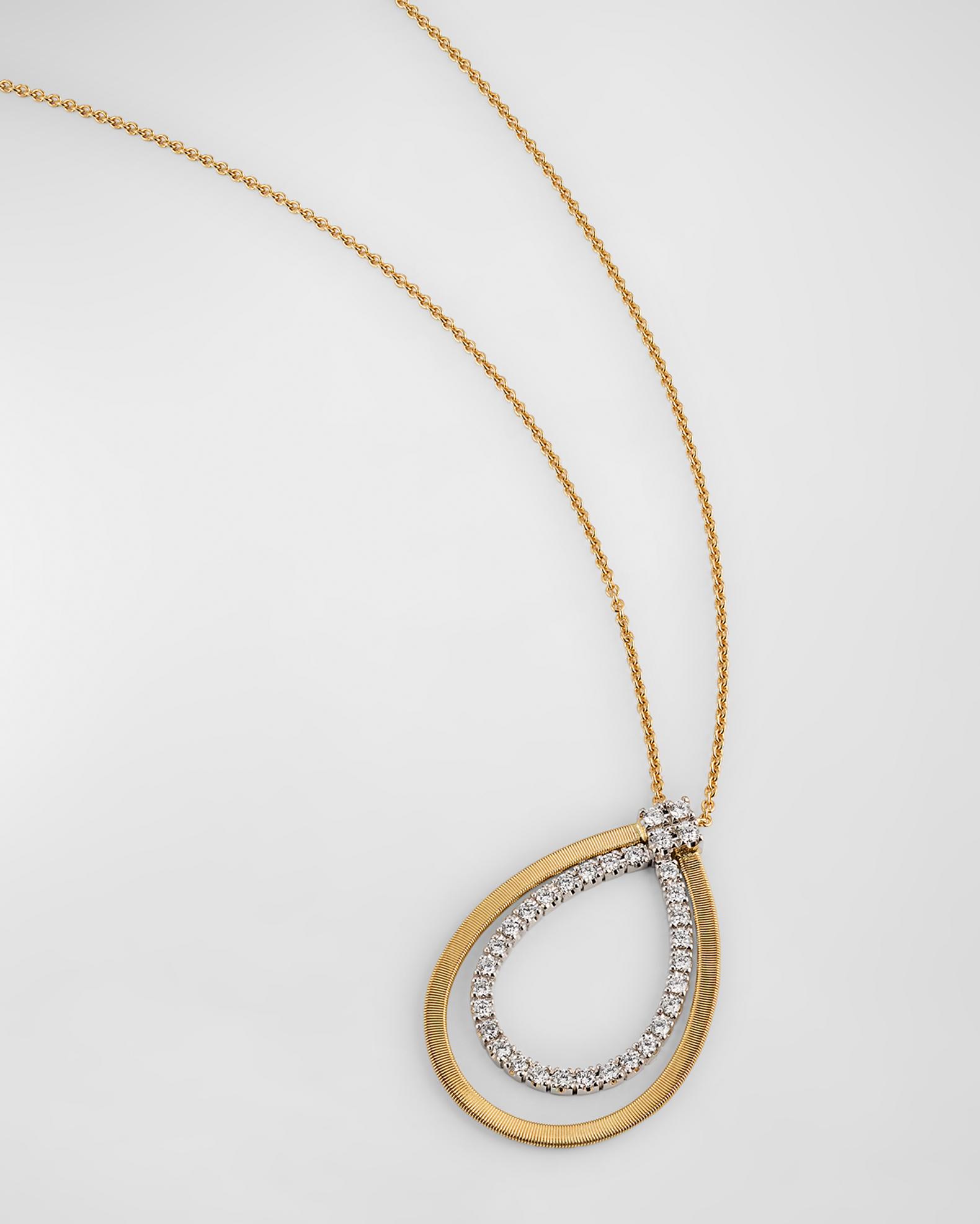 Marco Bicego 18K Yellow Gold Coil Drop Pendant Necklace with Diamonds ...