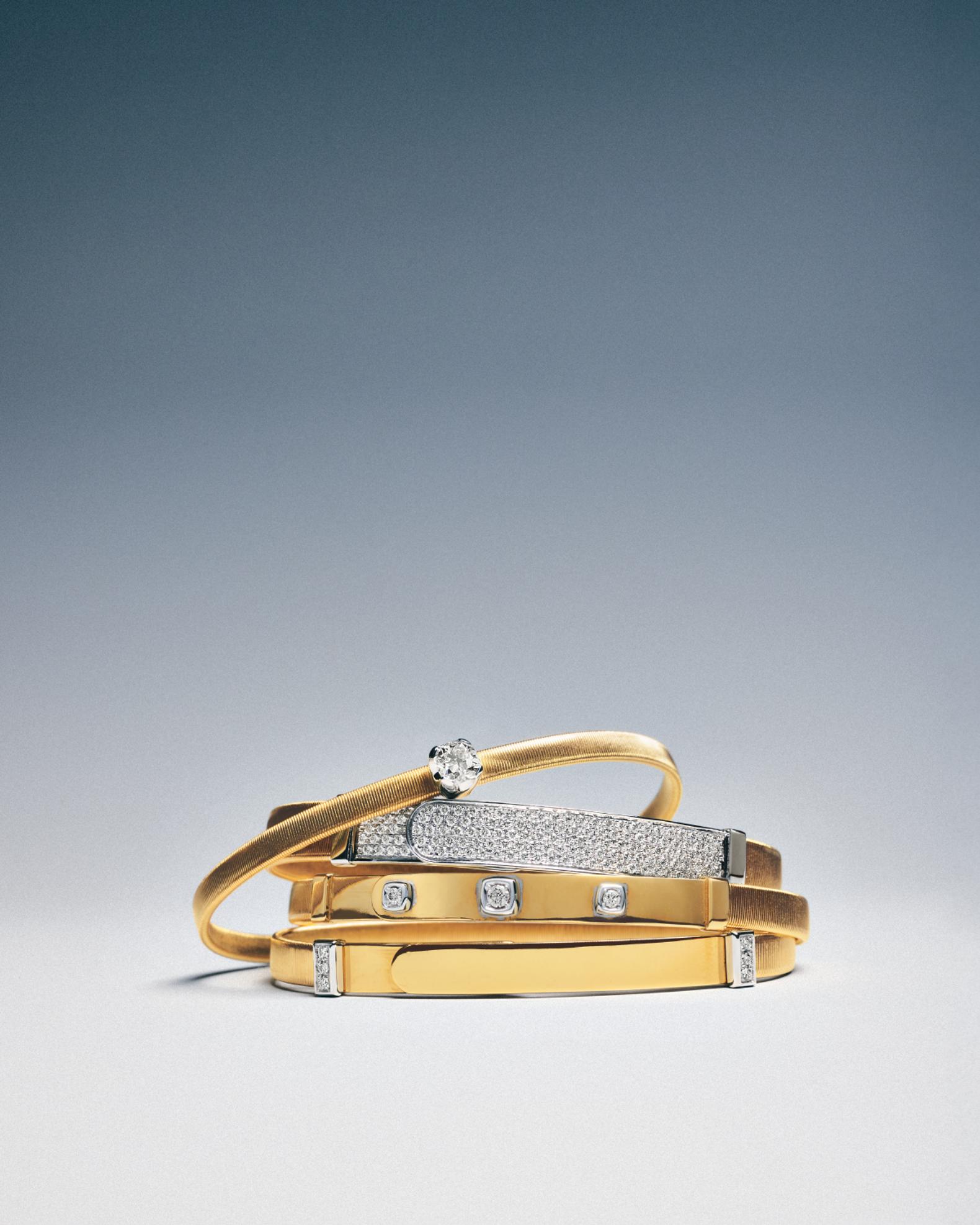 Marco Bicego 18K Yellow Gold Coil Thin Bangle Bracelet with Pavé ...