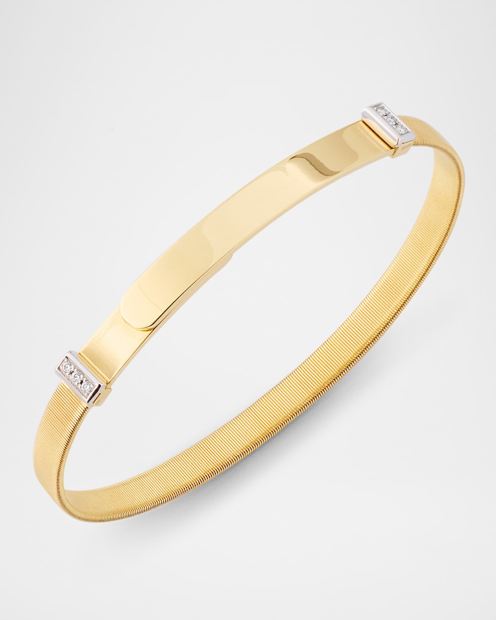 Marco Bicego 18K Yellow Gold Coil Thin Bangle Bracelet with Pave Diamonds Neiman Marcus