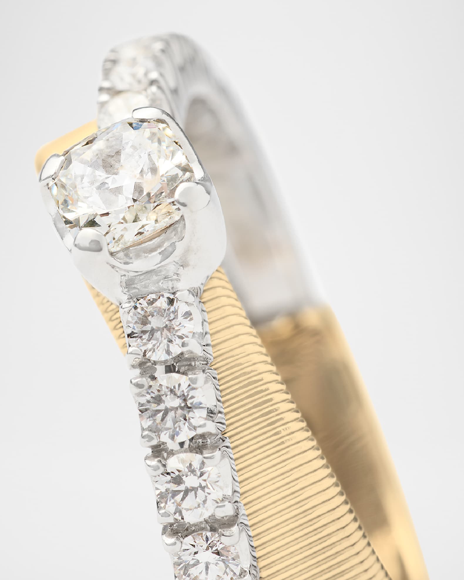 18K Yellow Gold Double-Band Ring with Diamonds, Size 7 1