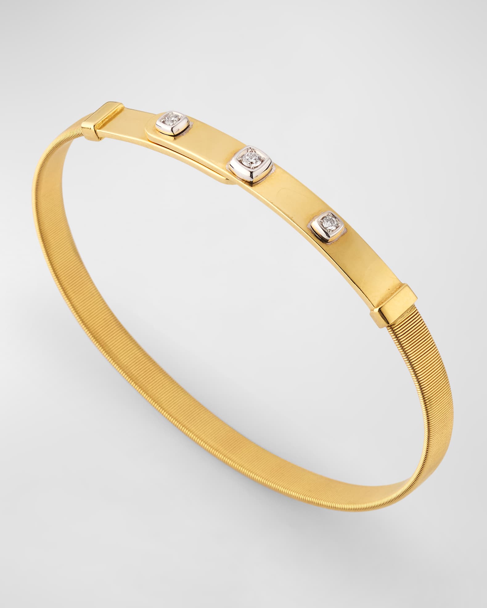 Marco Bicego 18K Yellow Gold Coil and Diamond Thin Bangle Bracelet
