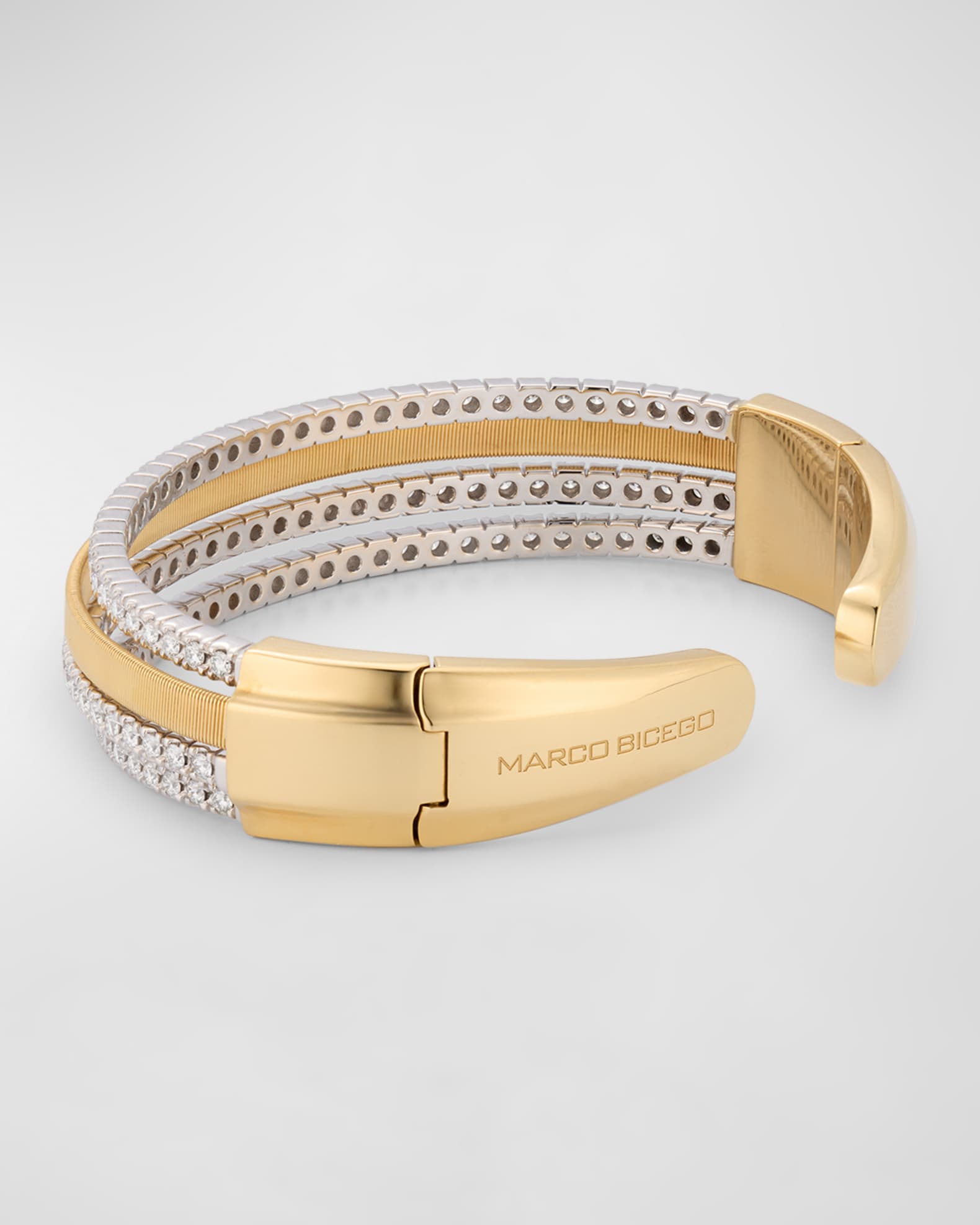 Marco Bicego 18K Yellow Gold 3 Row Diamond Tennis Statement Cuff Neiman Marcus