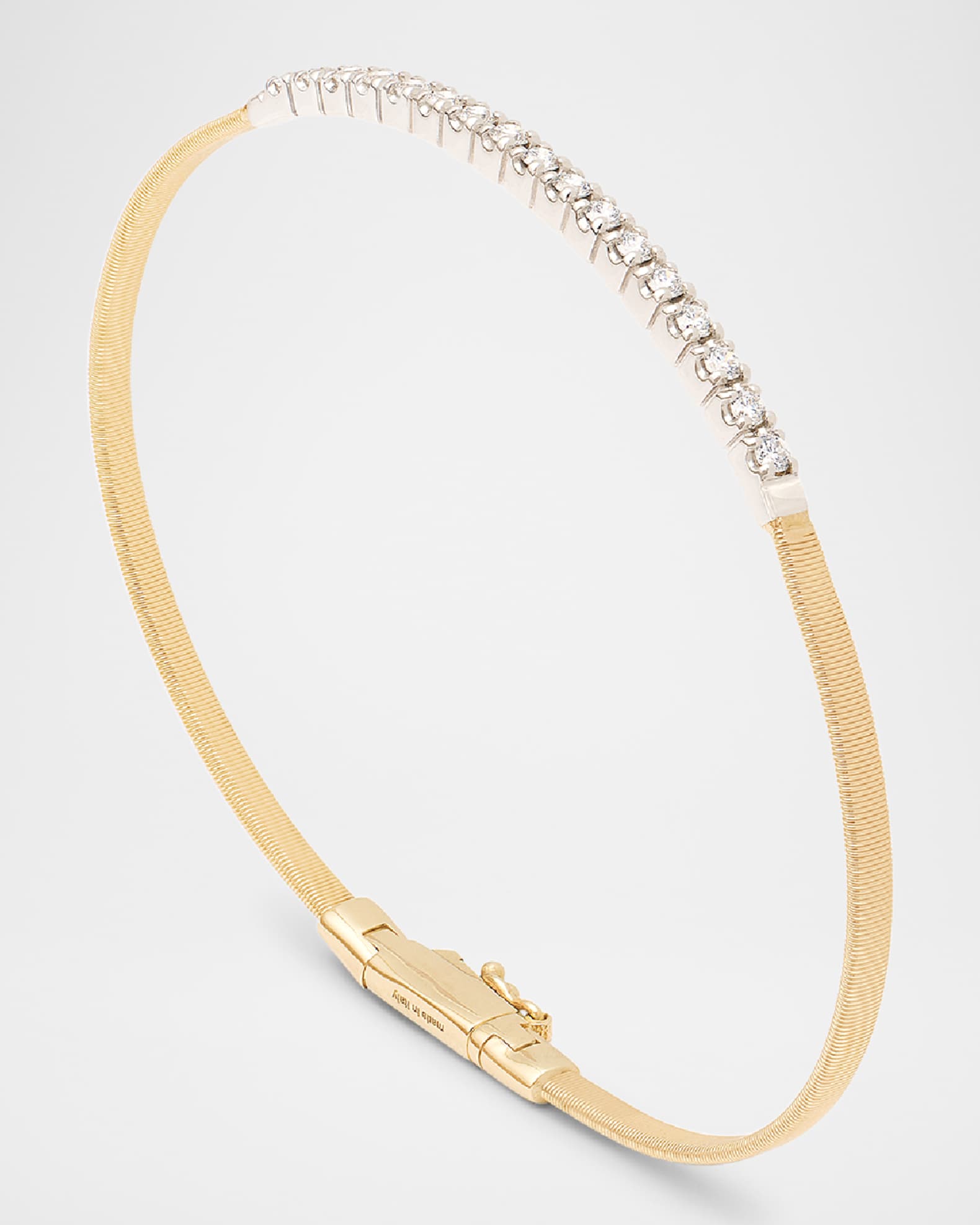 18K Yellow Gold Small Stackable Bracelet with Diamond Bar 0