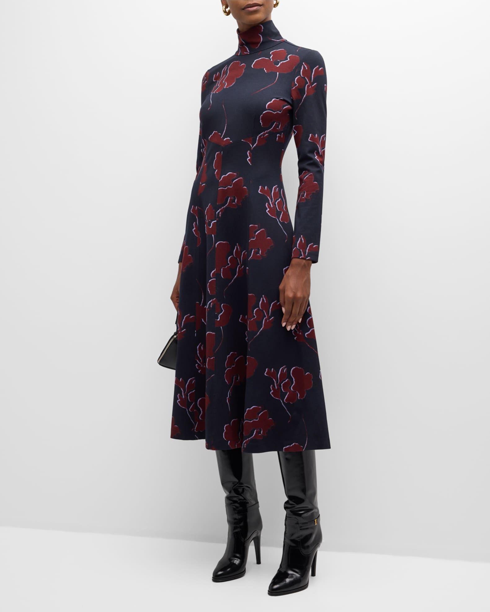 Tanya Taylor Thea Long Sleeve Floral Turtleneck Midi Dress Neiman Marcus