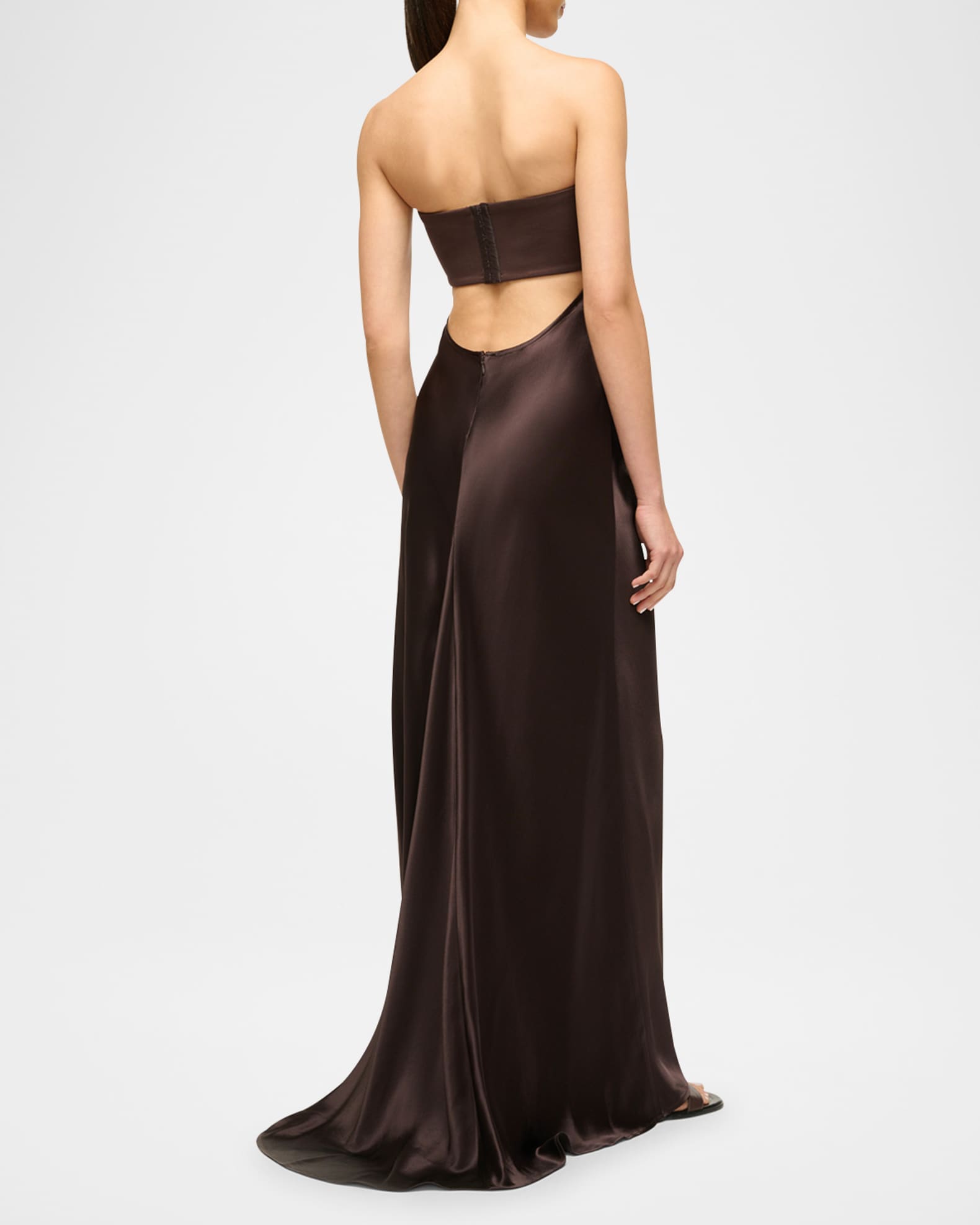Staud Women s Wayfaring Strapless Draped Gown Dark Chocolate Size 8