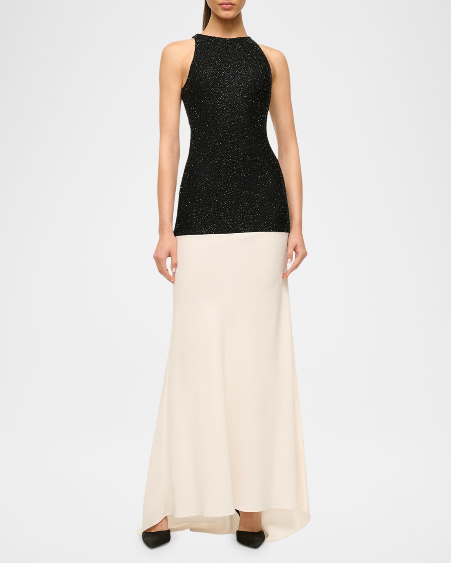 STAUD Gabrielle Beaded Drop-Waist Dress | Neiman Marcus