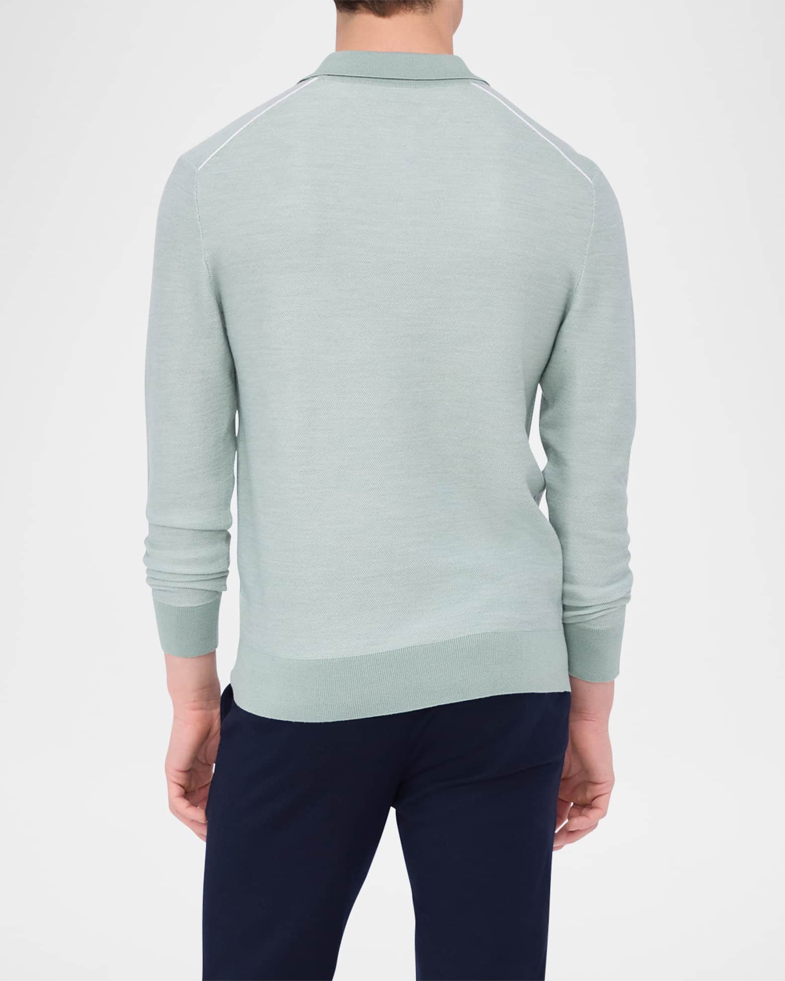 Men's Contrast-Trim Polo Sweater 1