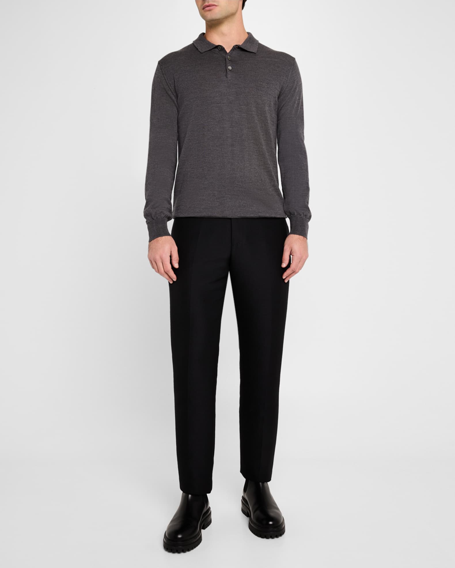 Men's Solid Polo Sweater 1