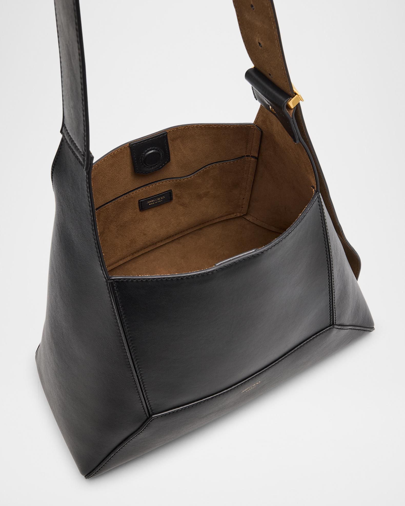 Jimmy Choo Medium Diamond Black Leather Hobo Bag | Neiman Marcus