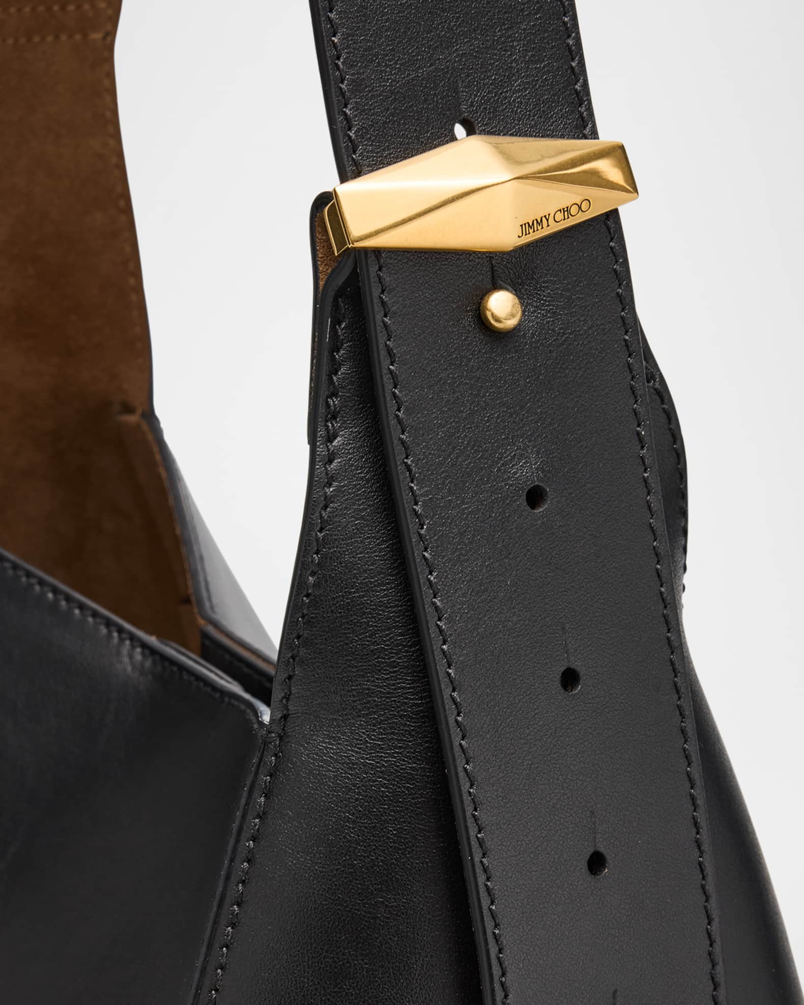 【未使用級】JIMMY CHOO Diamond Hobo/s Black Diamond Hobo/S | Black Leather Shoulder Bag | JIMMY CHOO AU