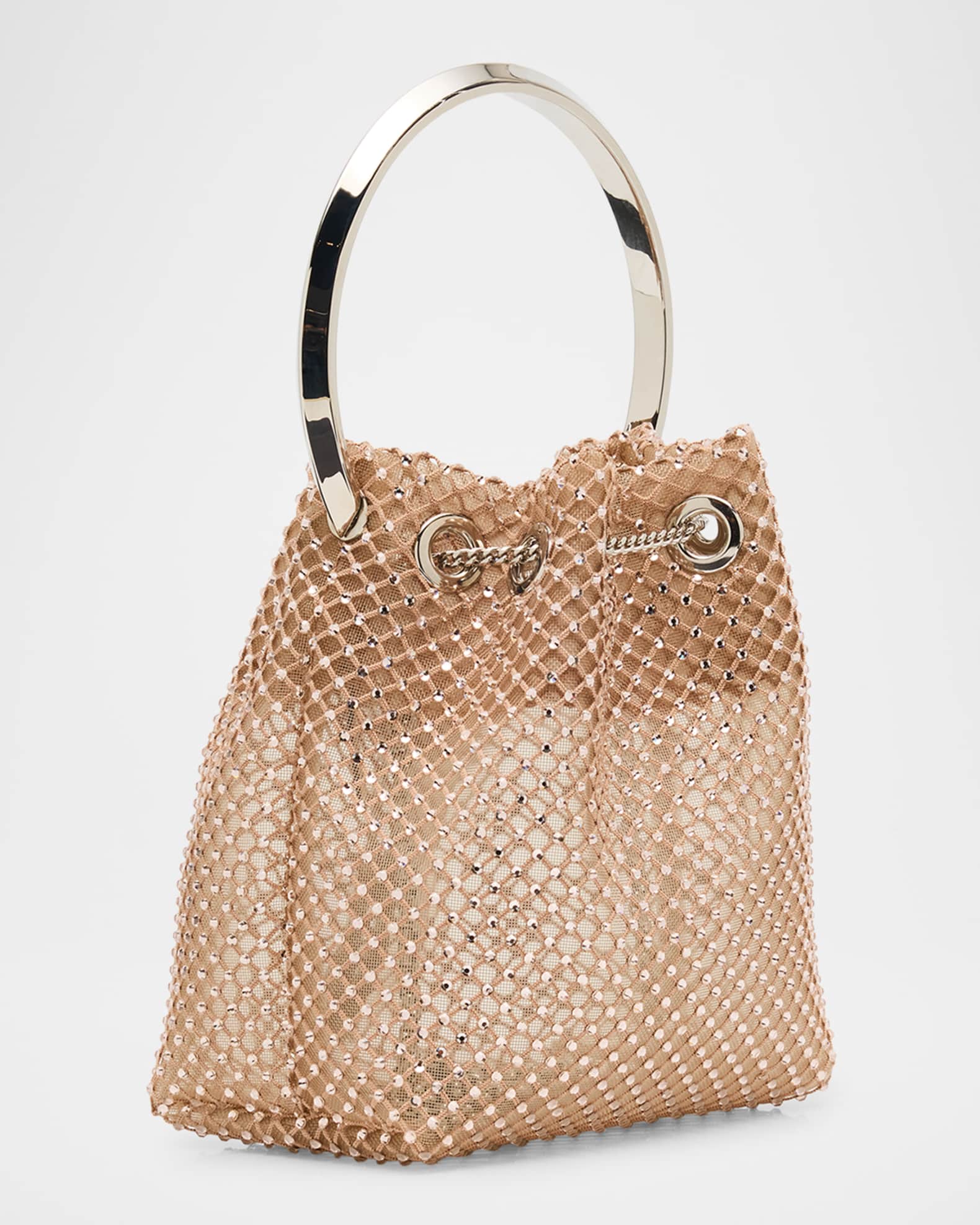 Micro Bon Bon Crystal Mesh Bucket Top-Handle Bag