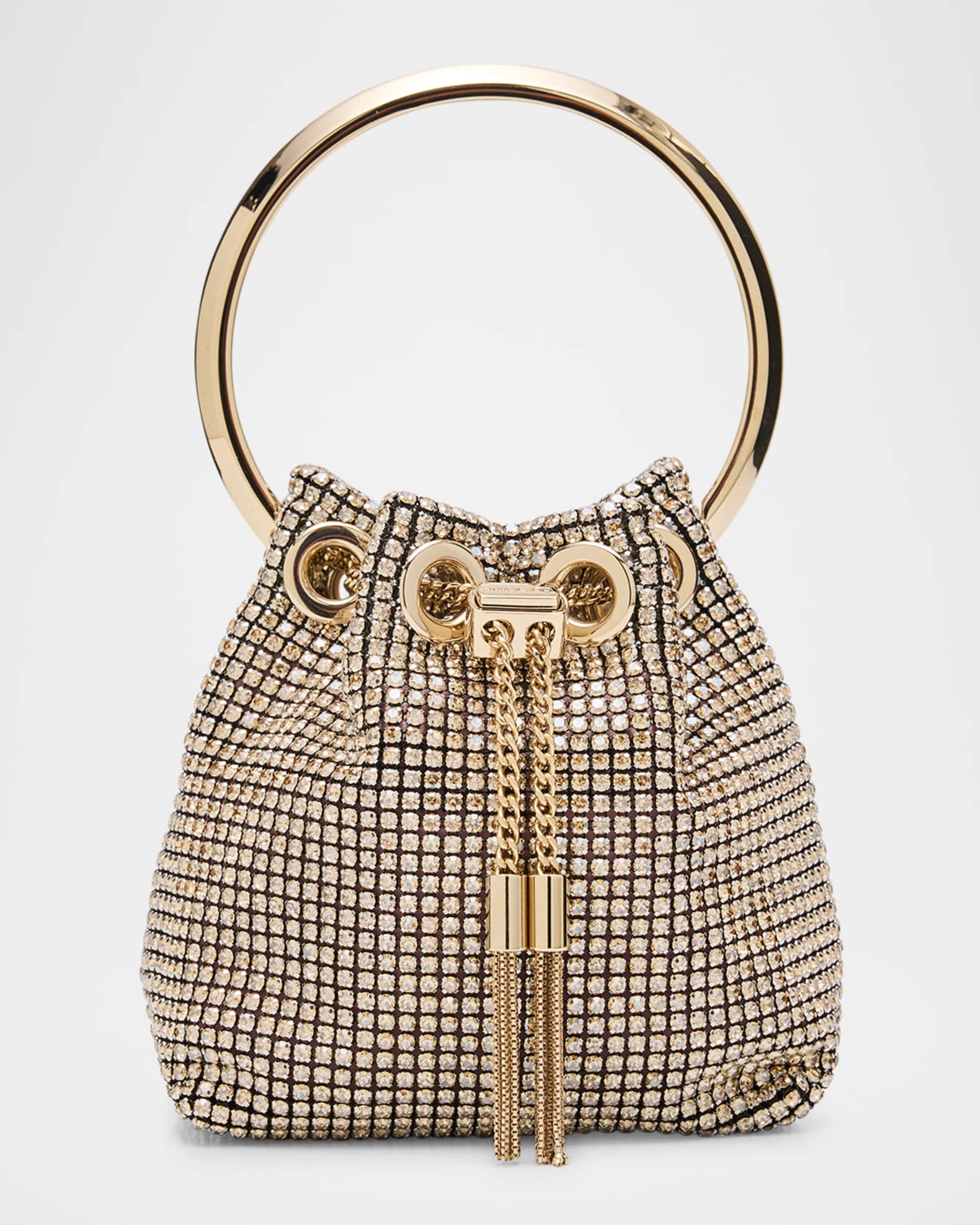 Jimmy Choo Bon Bon Micro Mesh Crystal Bucket Bag | Neiman Marcus
