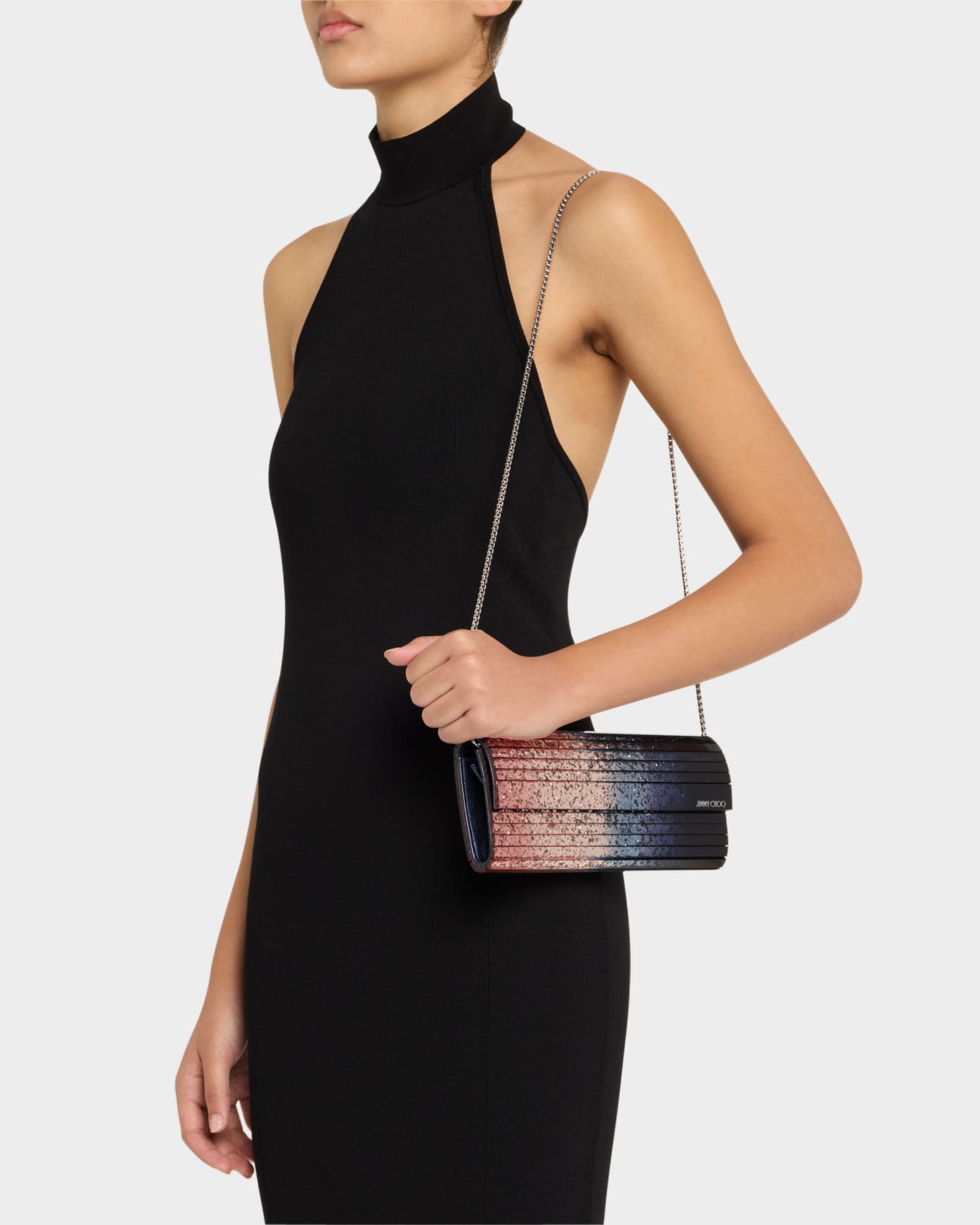Jimmy Choo Sweetie Triple Degrade Glitter Clutch Bag