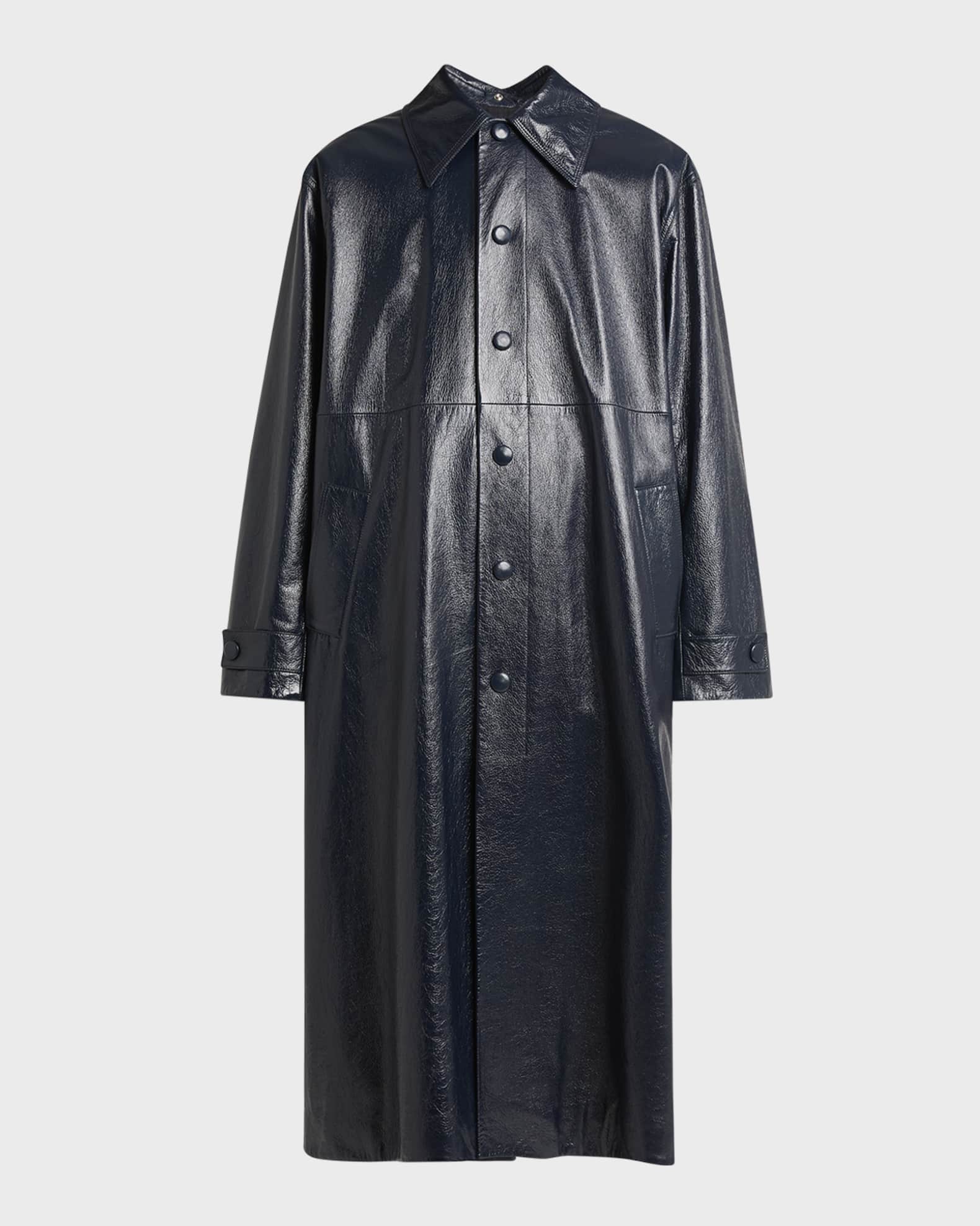 Patent leather trench coat cheap