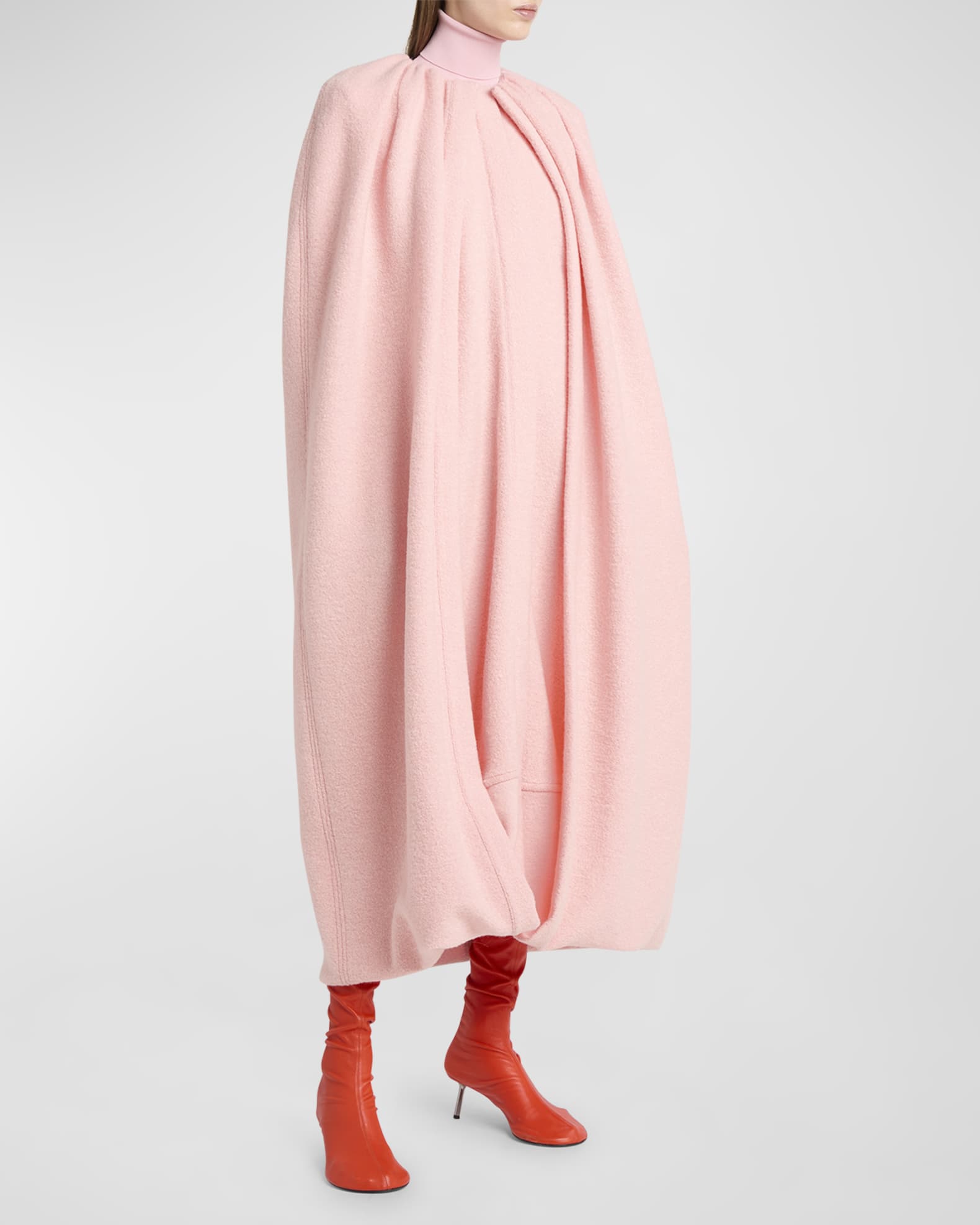 Jil Sander Boucle Knit Long Cape | Neiman Marcus