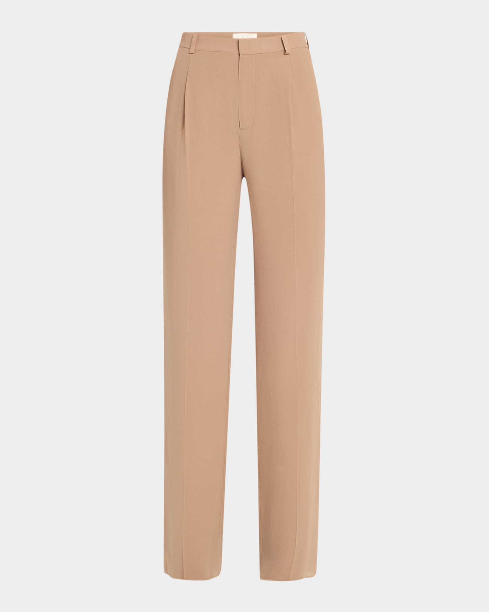 Pleated Straight-Leg Silk Suiting Trousers 0