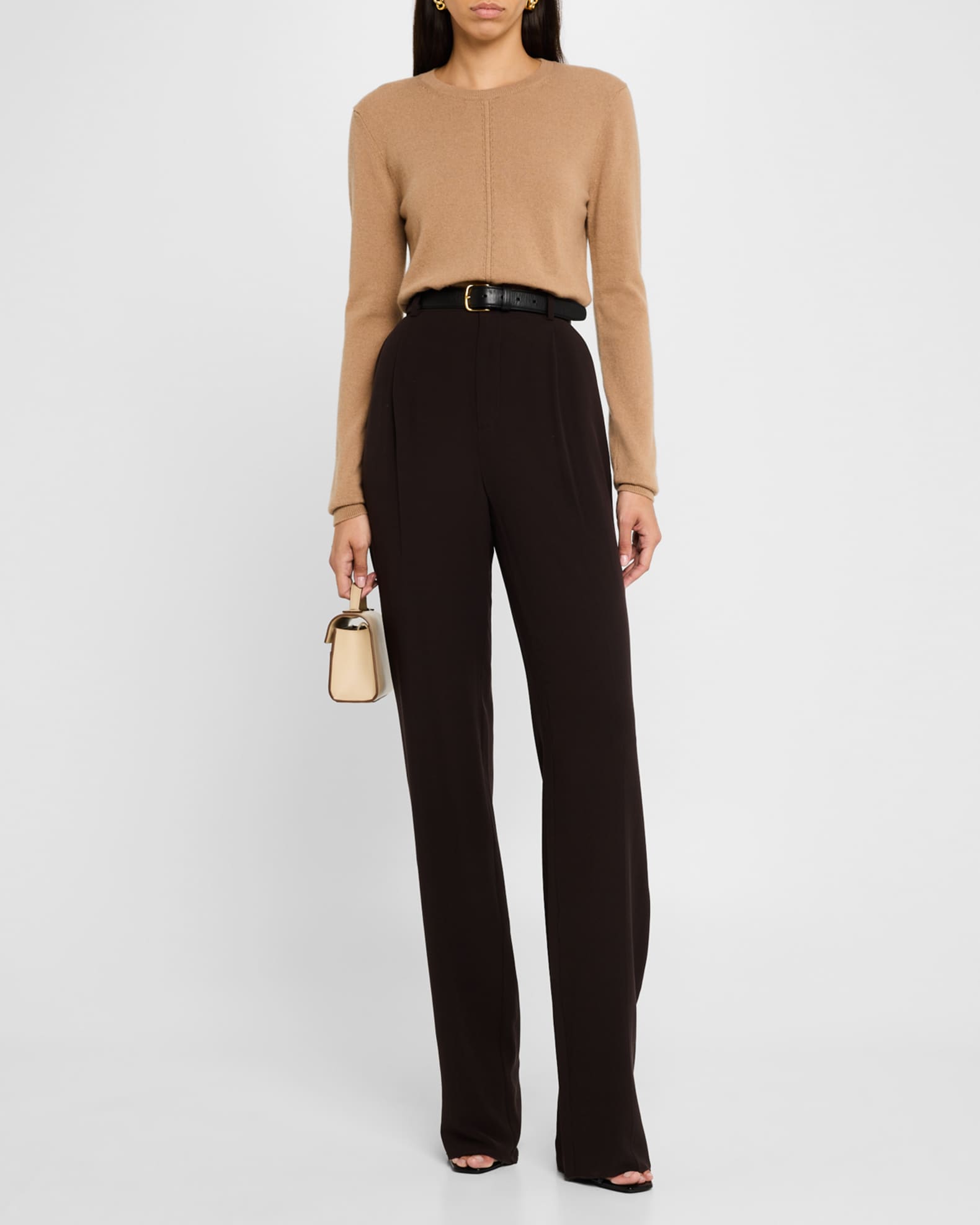 Seamed Crewneck Cashmere Sweater 1