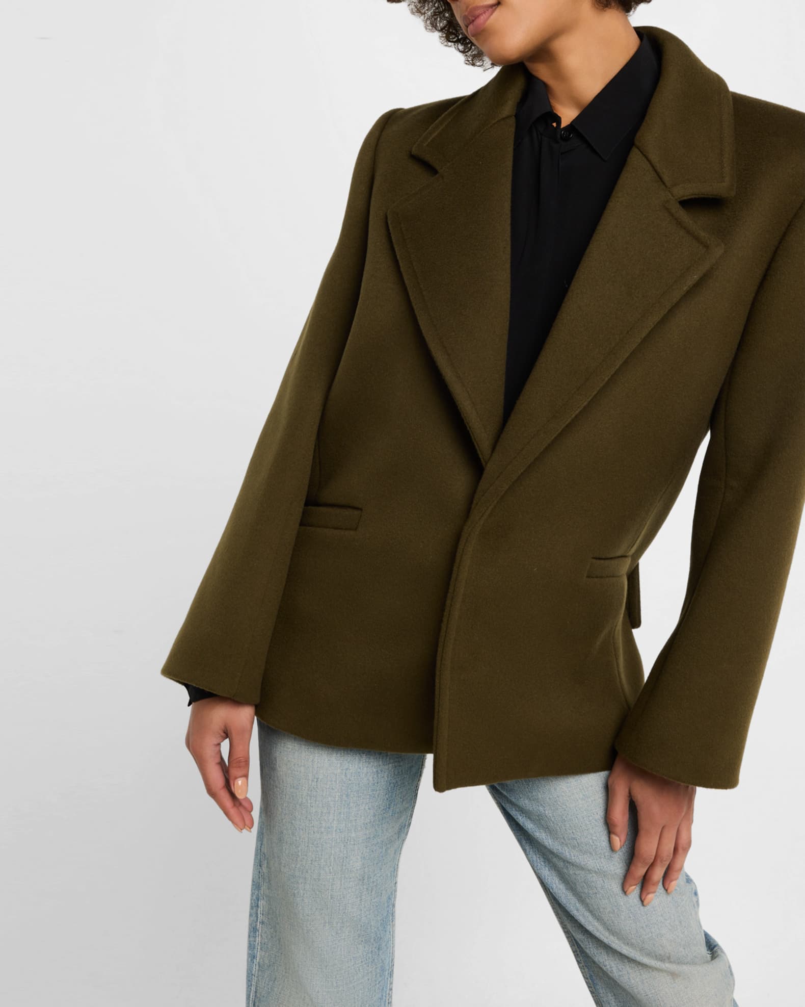 コート Saint Laurent Oversize Pea Coat In Wool 0400019941425_BLACK?wid=600&