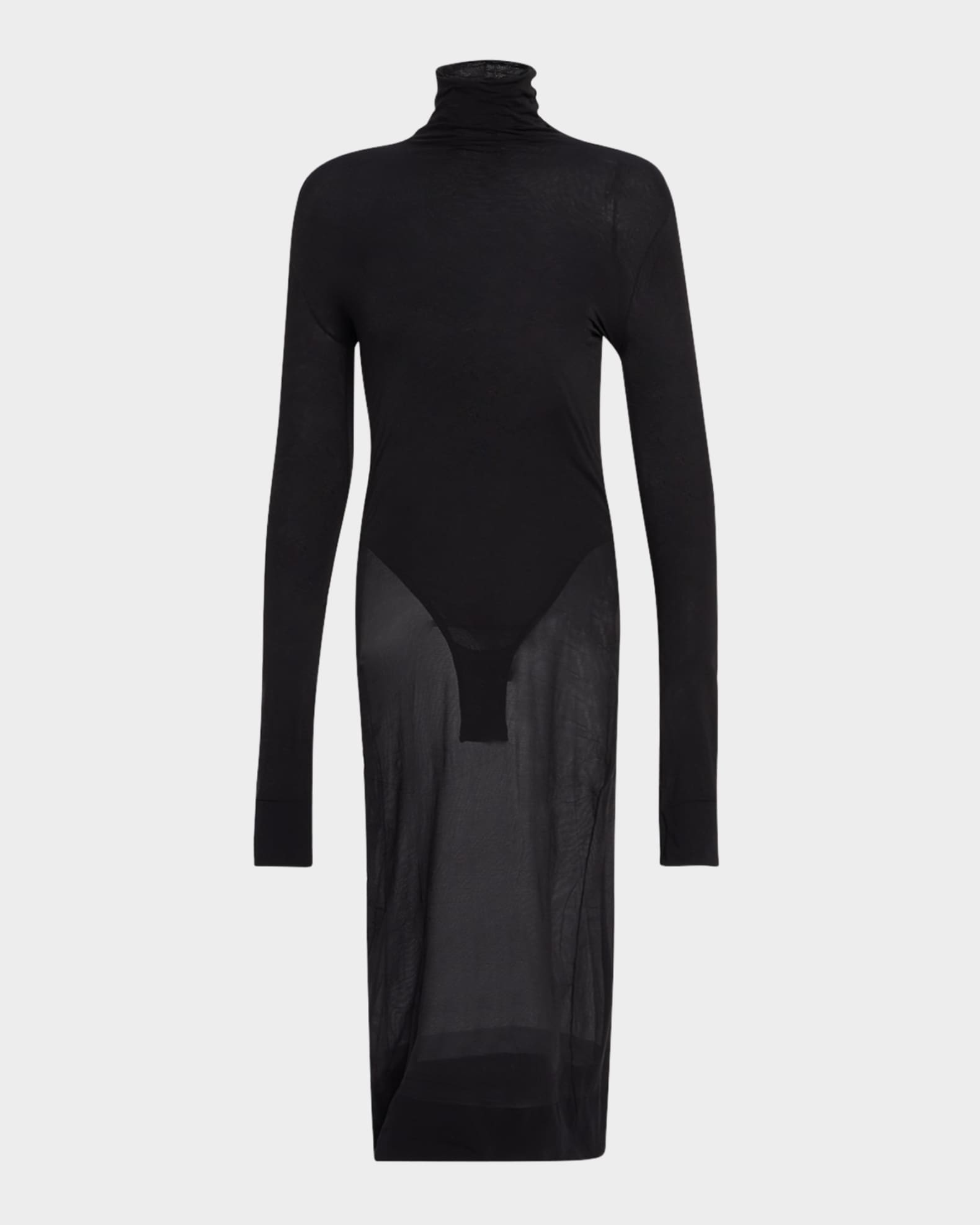 Sheer turtleneck dress deals