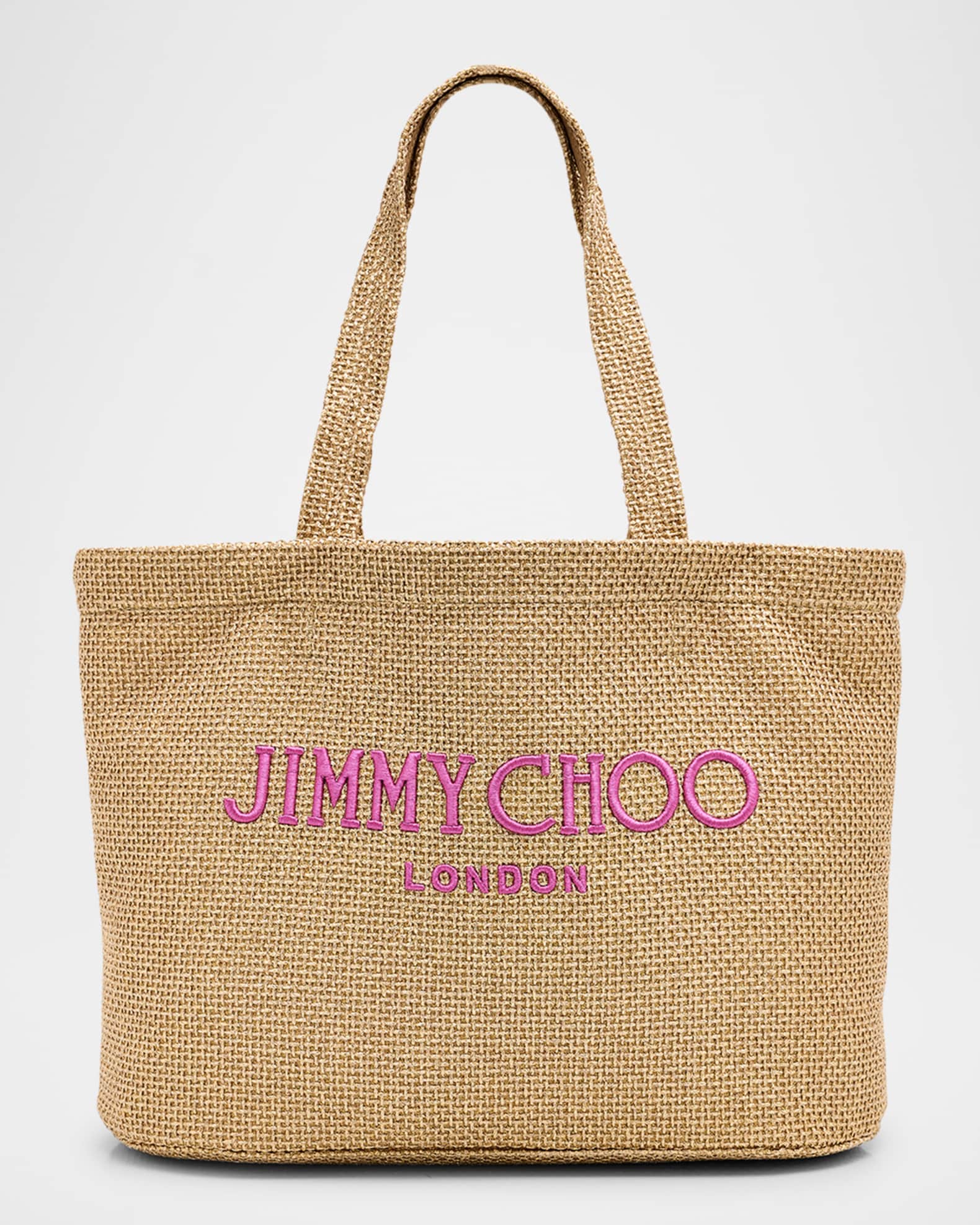 Jimmy Choo East-West Raffia Beach Tote Bag | Neiman Marcus