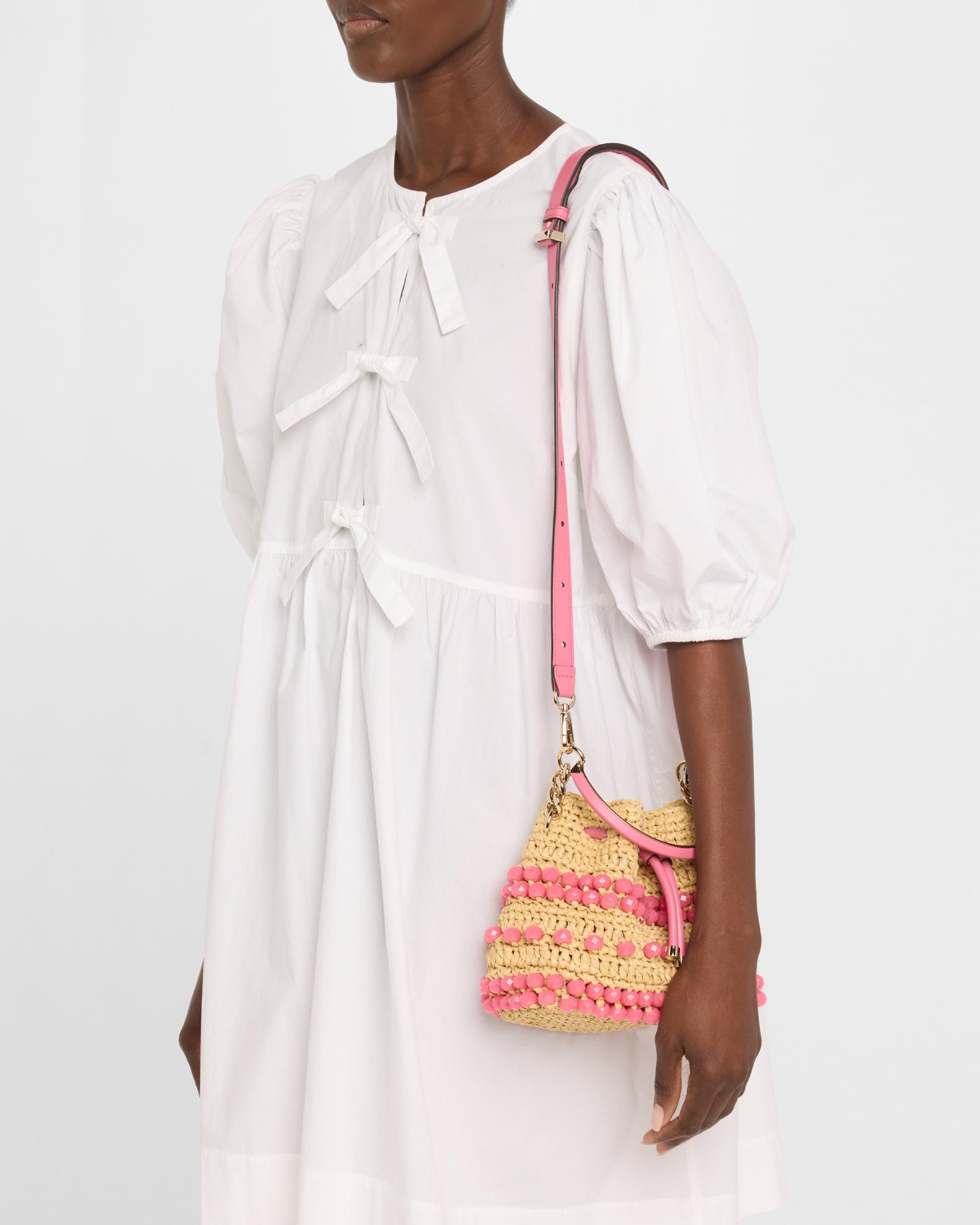 Jimmy Choo Bon Bon Beaded Raffia Bucket Bag | Neiman Marcus