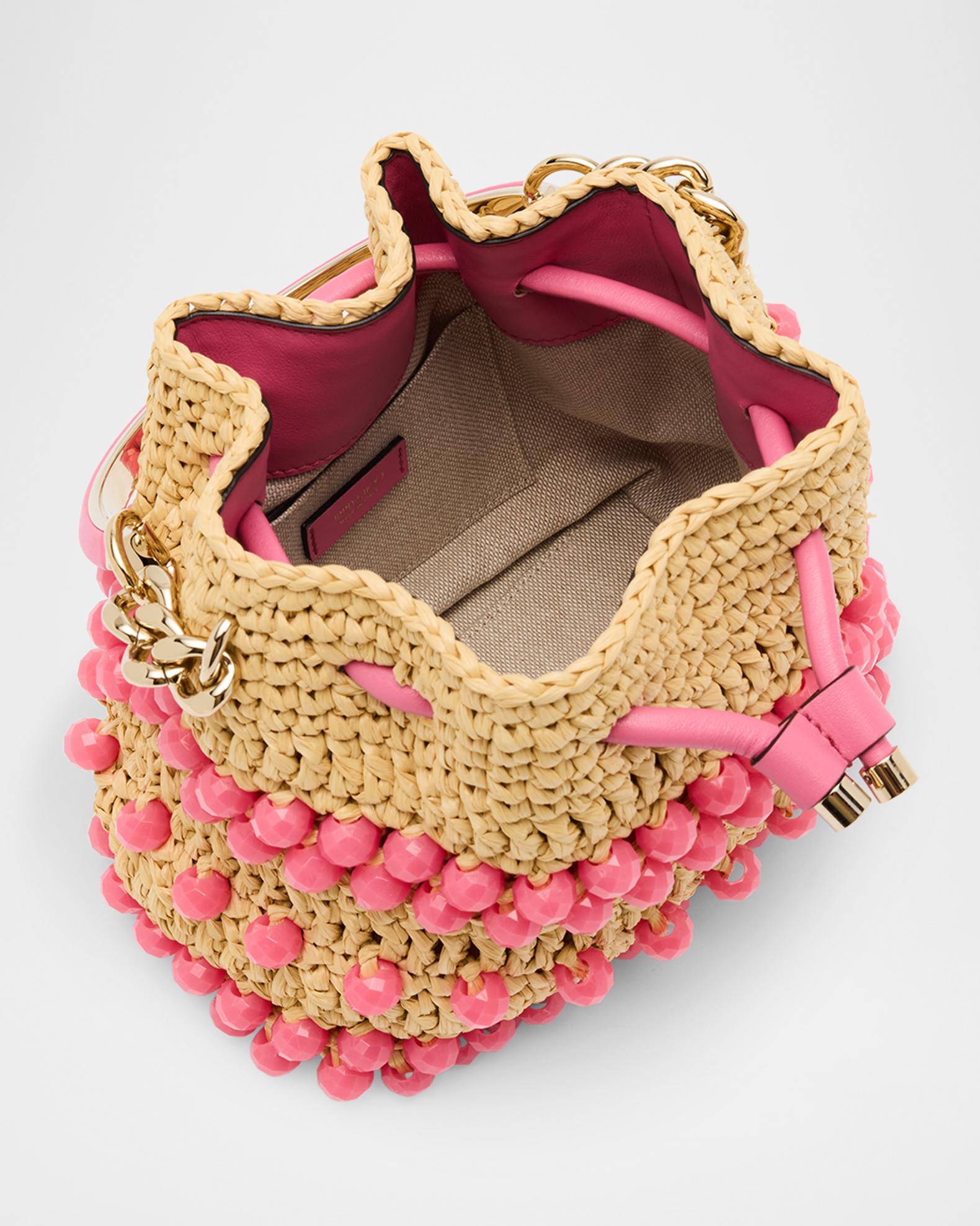 Jimmy Choo Bon Bon Beaded Raffia Bucket Bag | Neiman Marcus