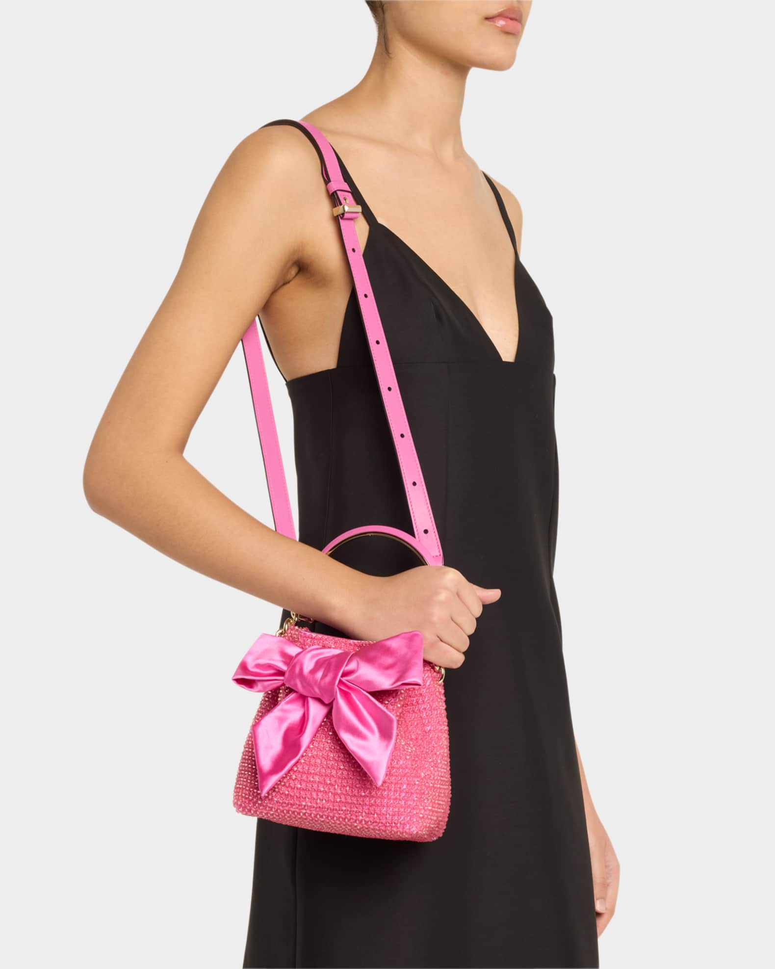 Bon Bon Bow Metallic Raffia Bucket Bag 1