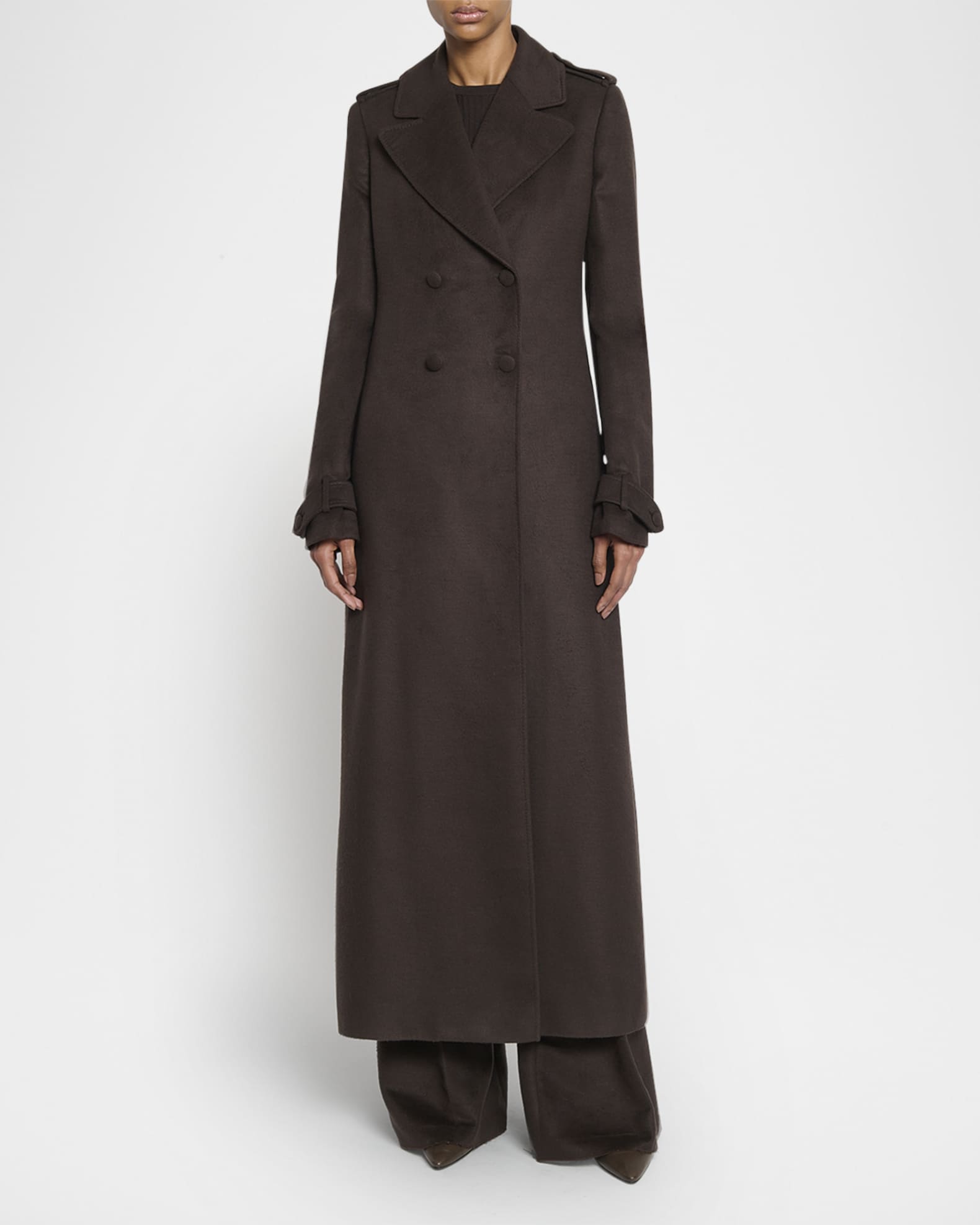 Houstt Double Breasted Long Silk Coat