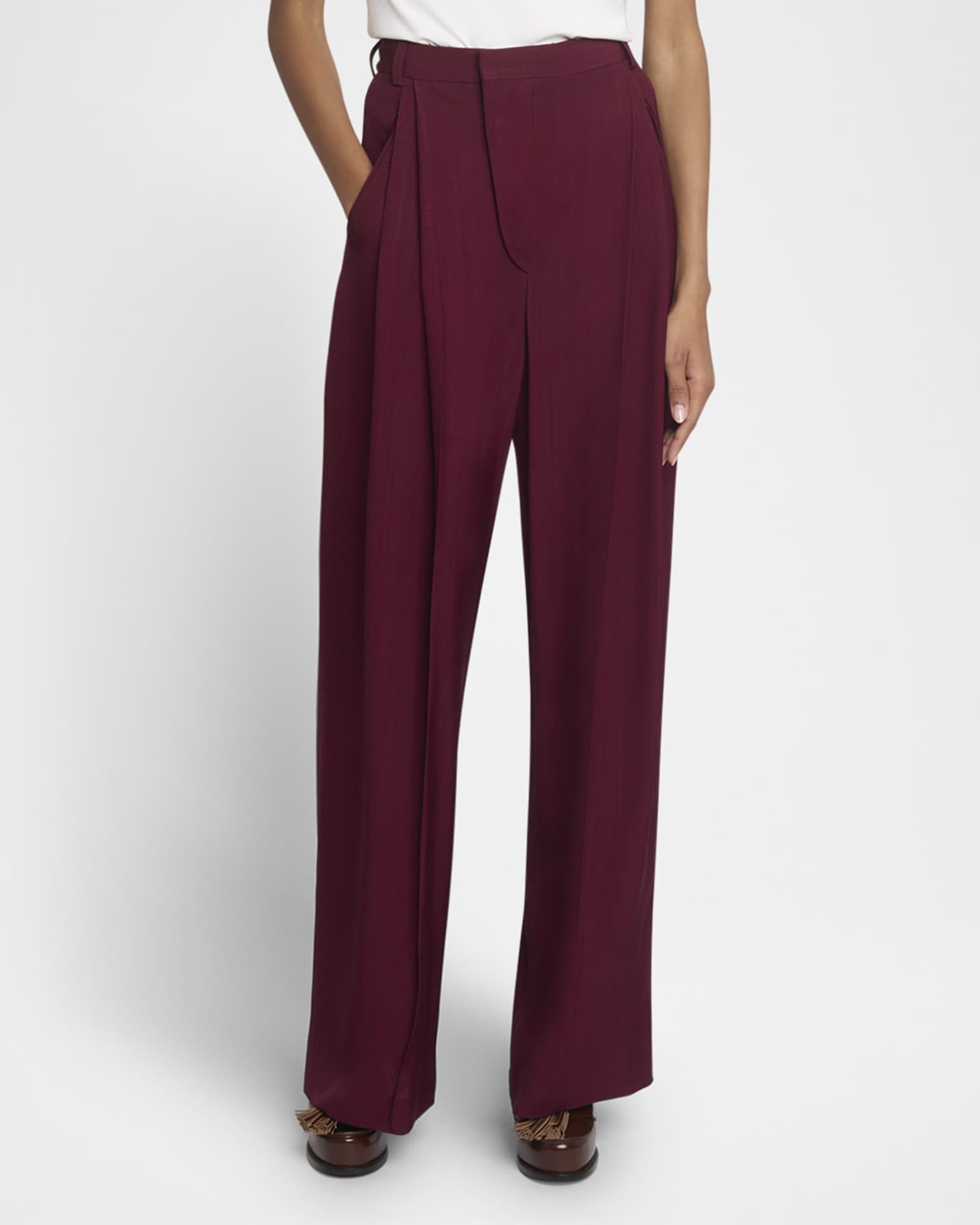 Pleated Wide Leg Trousers