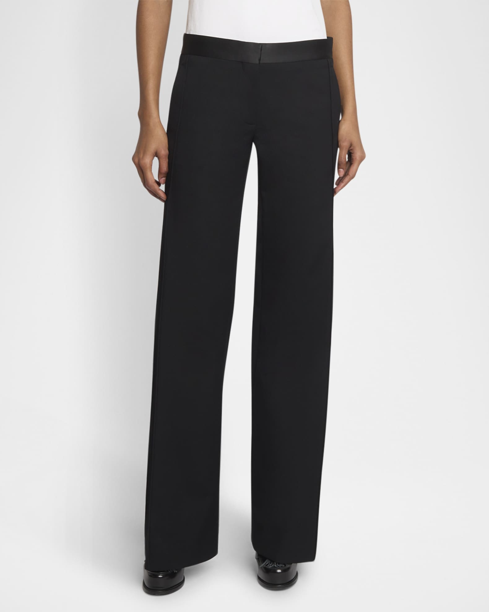 Mid-Rise Side Panel Straight-Leg Trousers